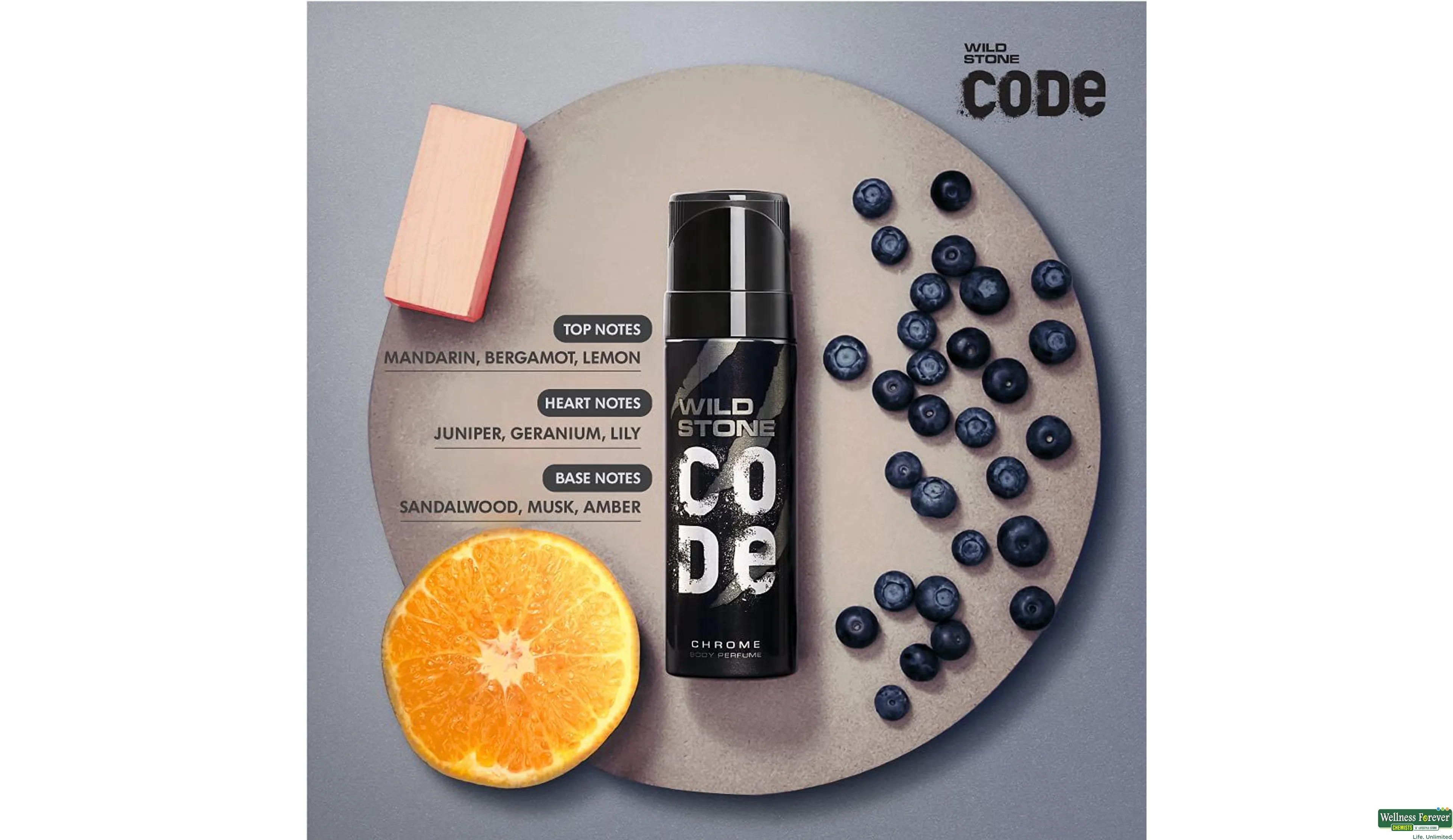 Wild stone code chrome body perfume hot sale