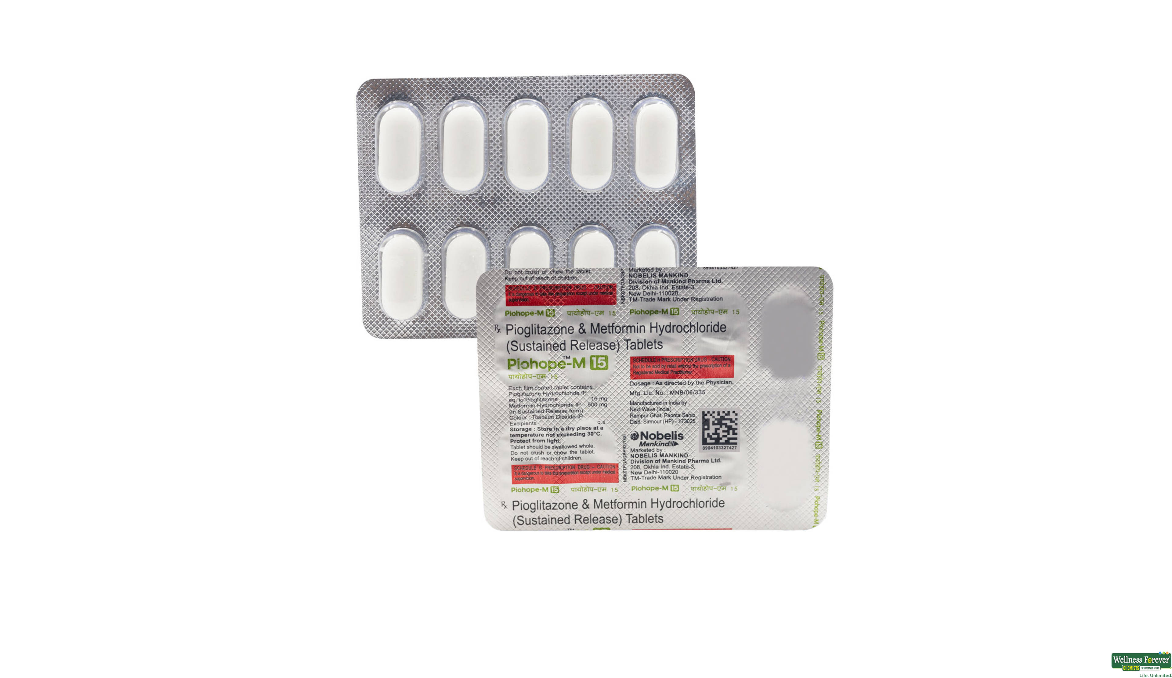 PIOHOPE-M 15MG 10TAB- 1, 10TAB, 
