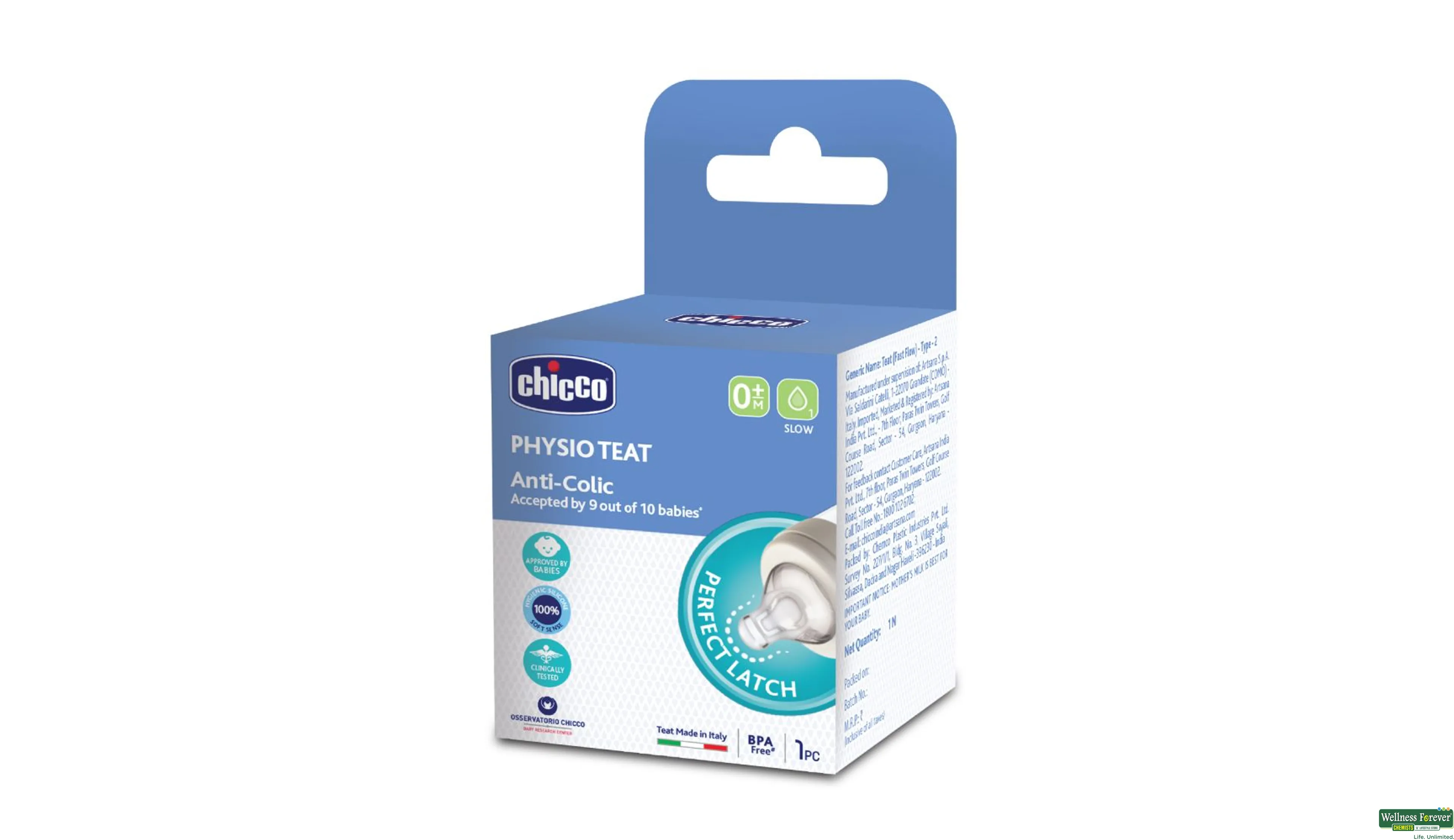 CHICCO NIPPLE WELL BEING TEAT 0M+ 1PC- 1, 1PC, 