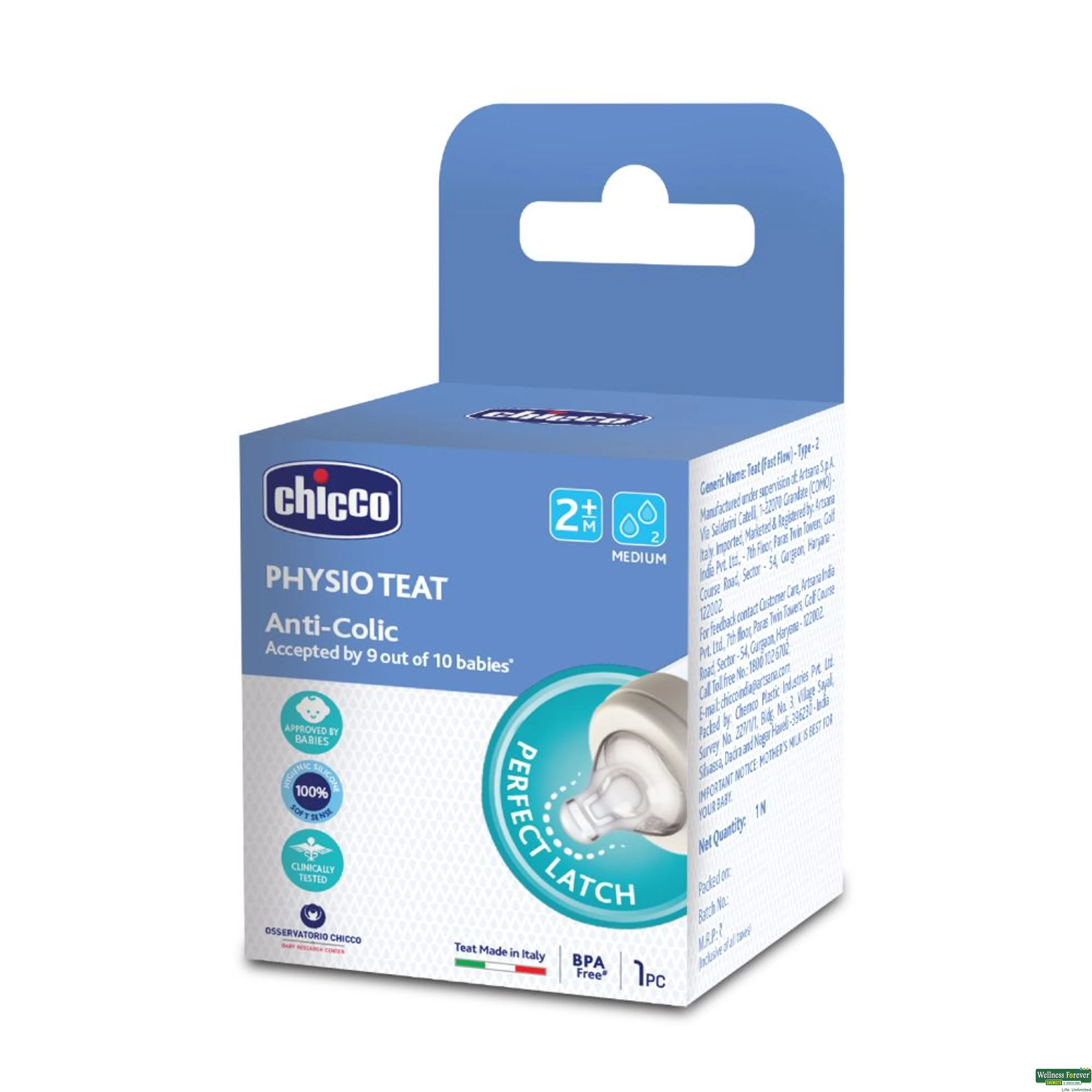 CHICCO NIPPLE WELL BEING TEAT 2M+ 1PC-image