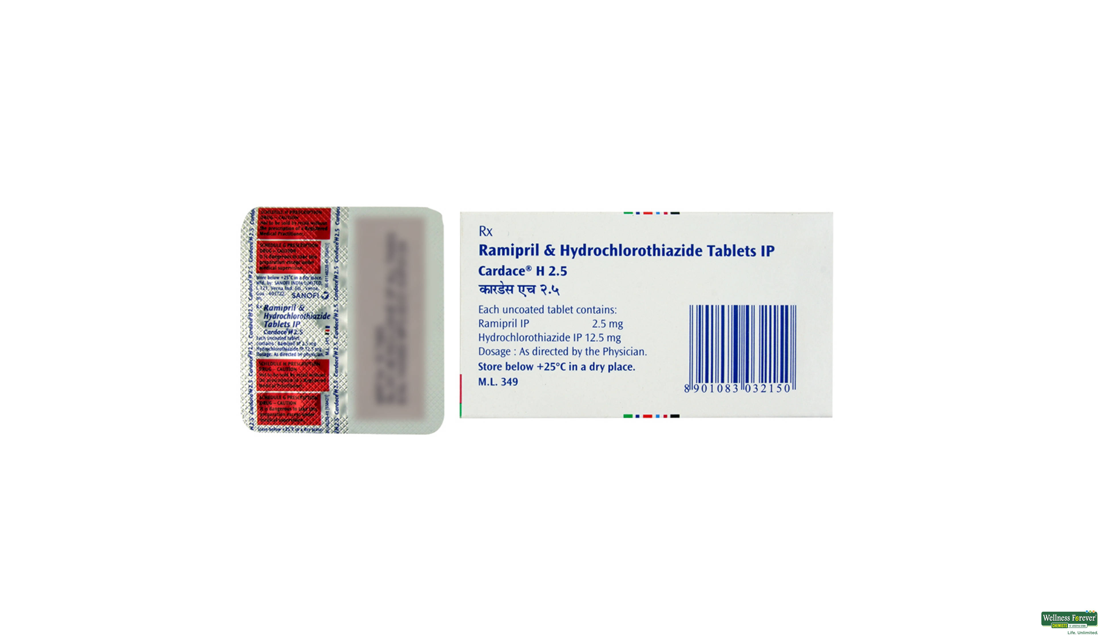CARDACE-H 2.5MG 15TAB- 2, 15TAB, 