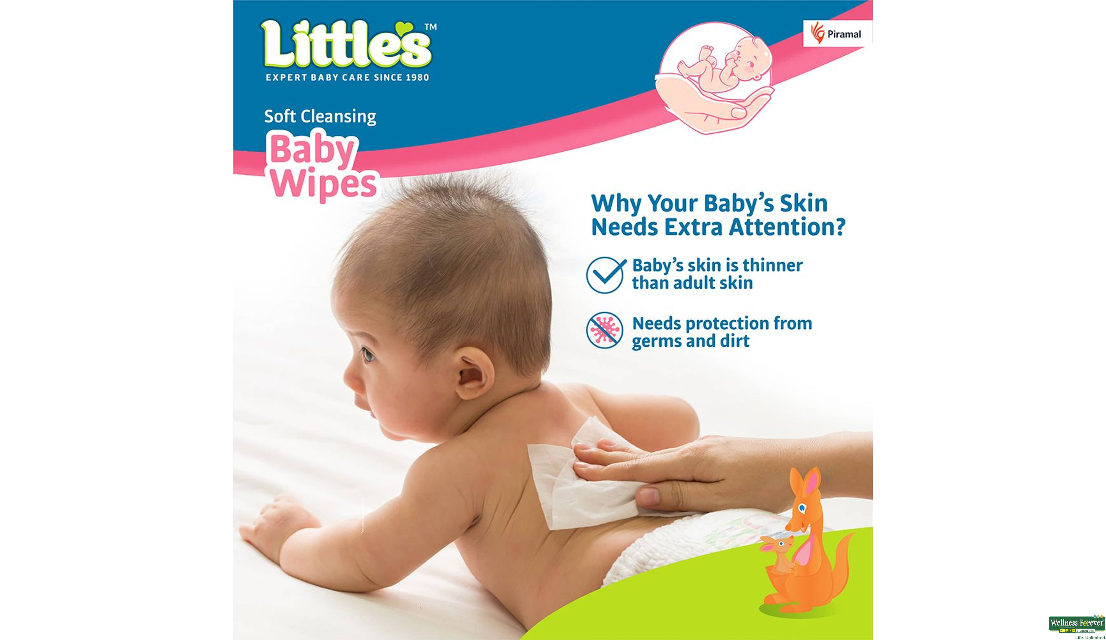LITTLES BABY WIPES LID PACK WIPES 80PC- 2, 80PC, 