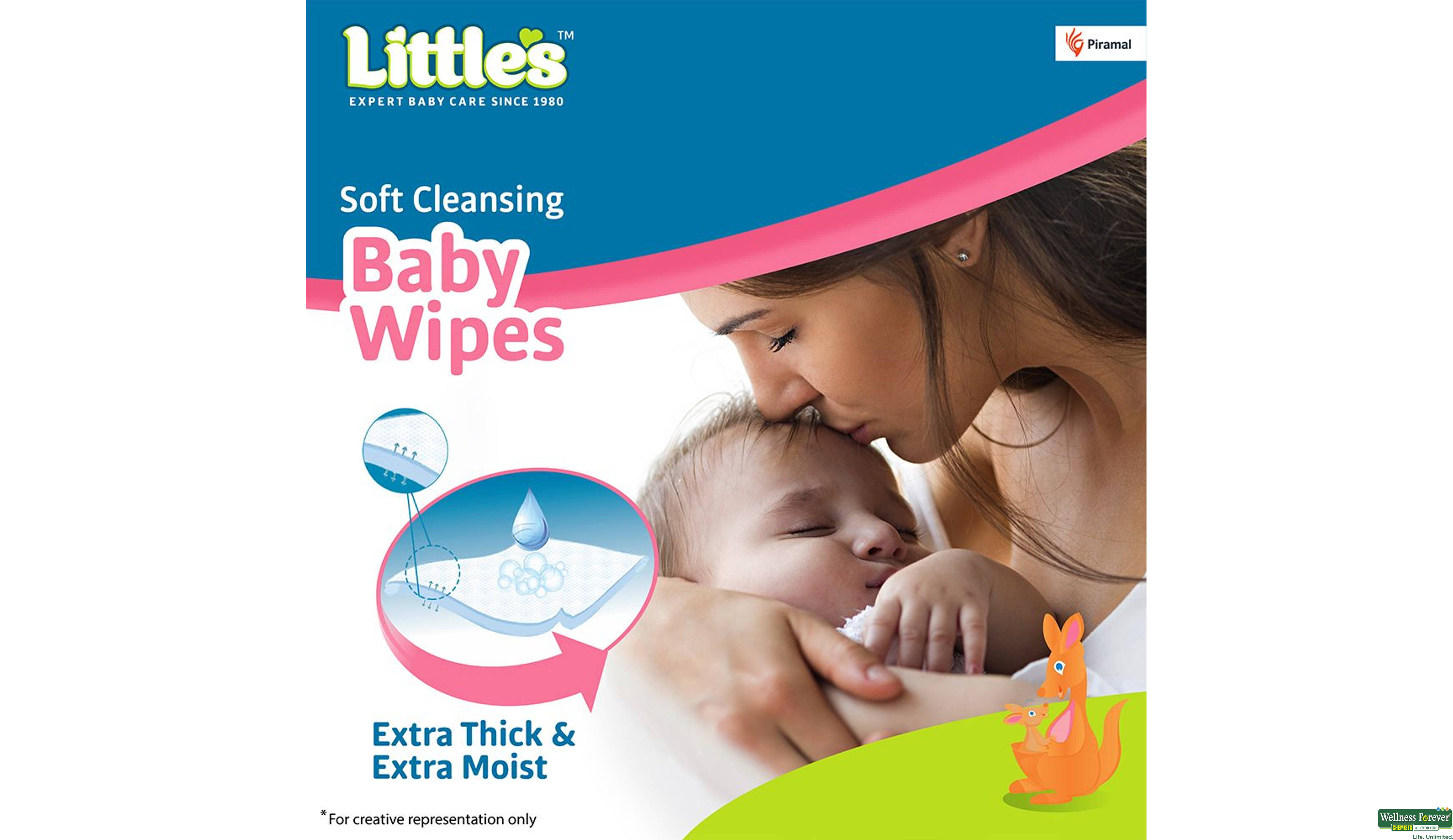 LITTLES BABY WIPES LID PACK WIPES 80PC- 3, 80PC, 