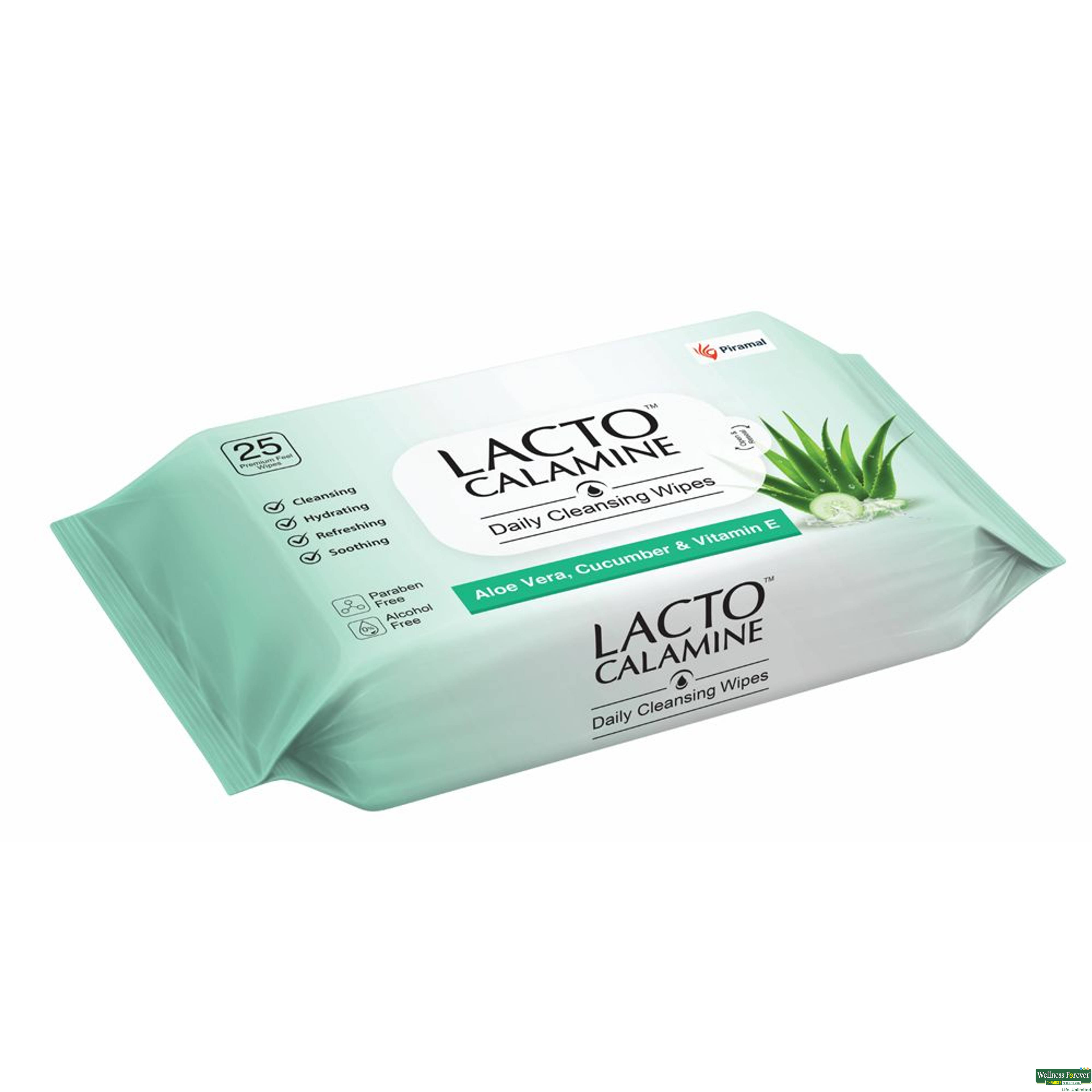 Lacto Calamine Daily Cleansing Face Wipes, 25 Pieces -image