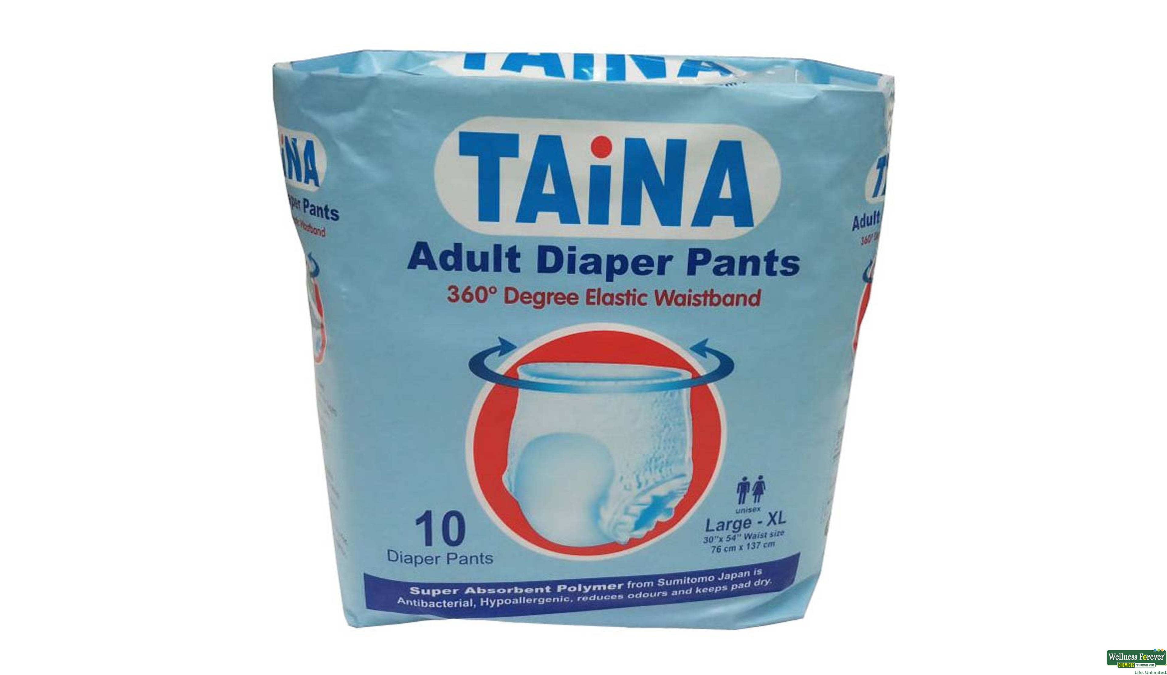 TAINA DIAP ADULT PANTS L-XL 10PC- 1, 10PC, null