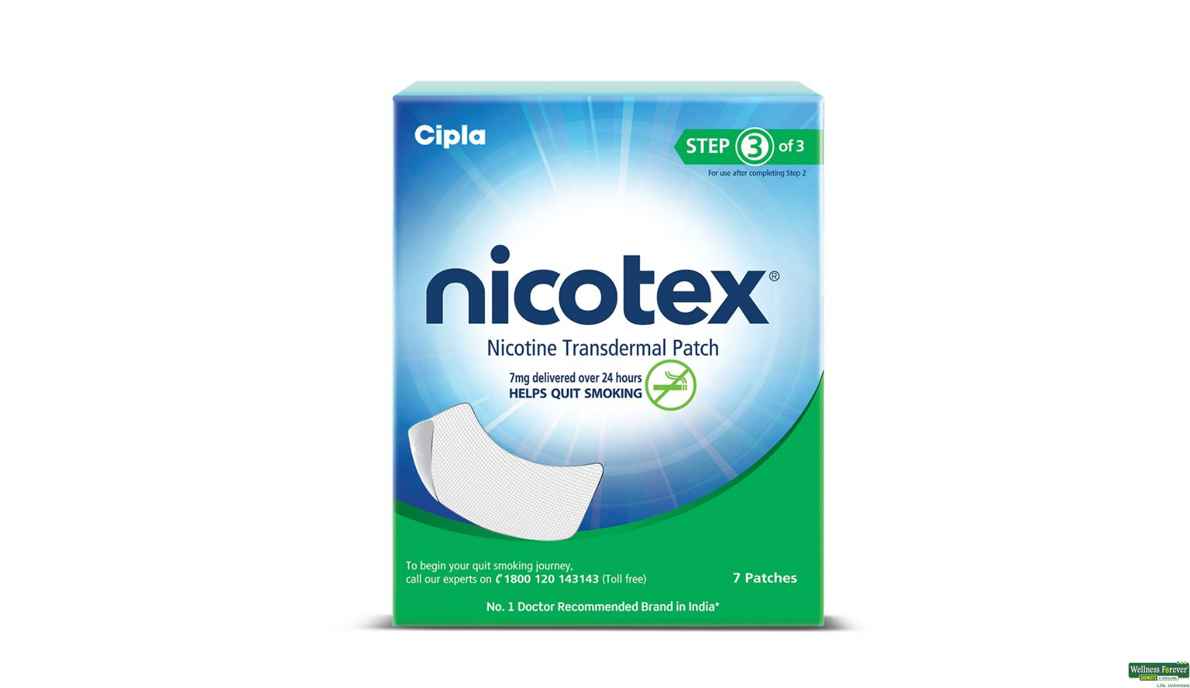 NICOTEX NICOTINE PATCH 7MG 7PC- 1, 7PC, 