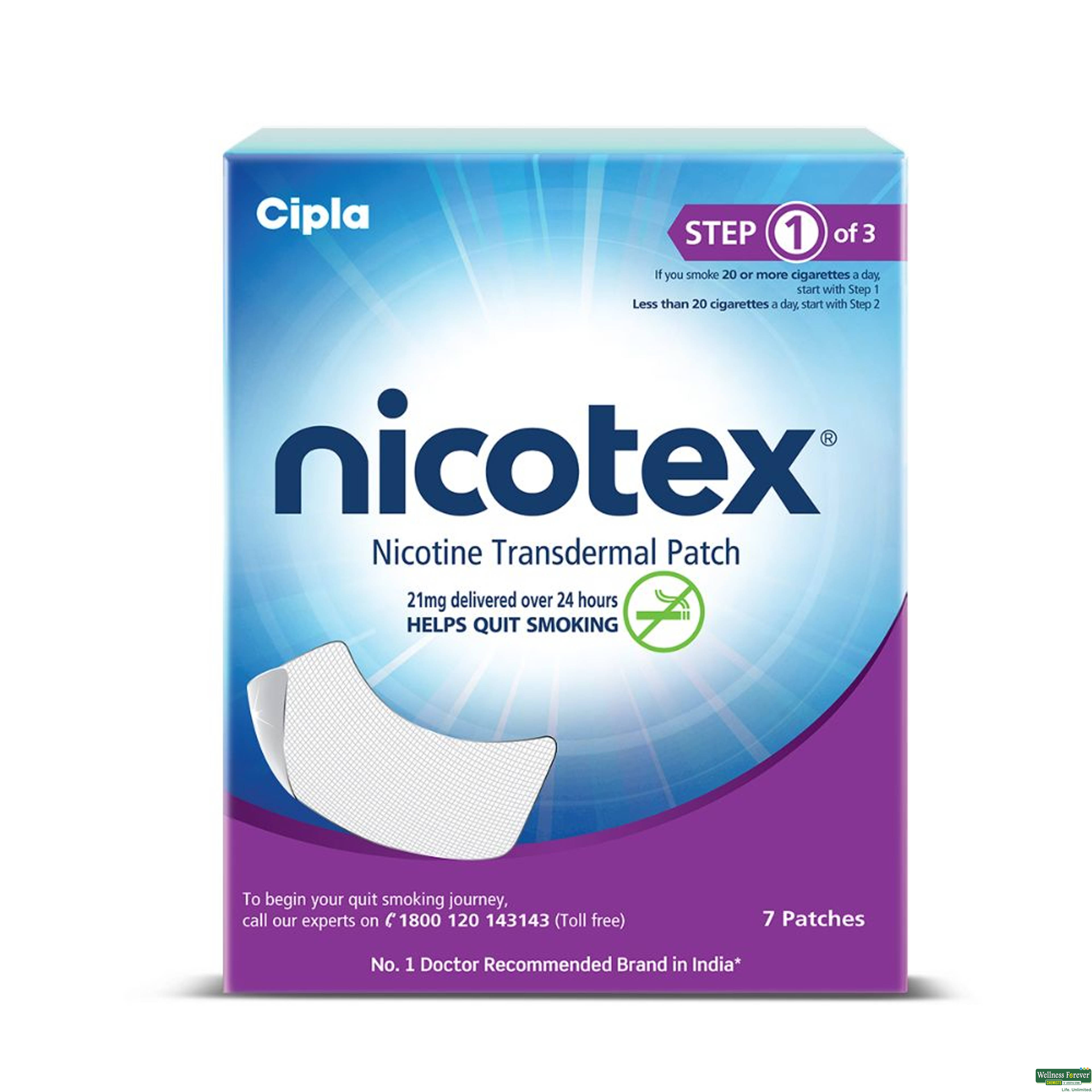 Nicotex Nicotine Transdermal 21Mg Patch, 7 Pieces-image