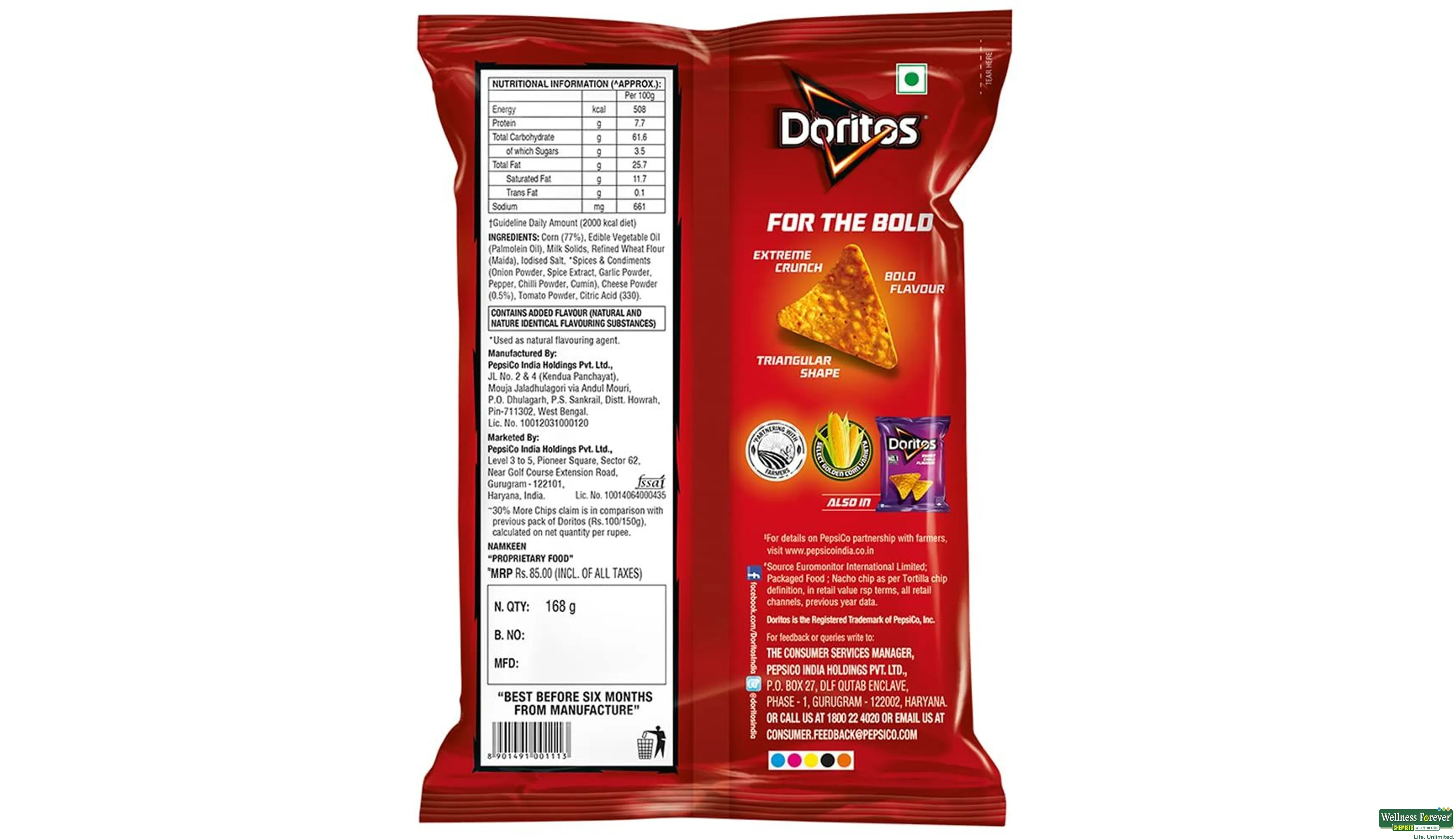 DORITOS CHIPS NACHO CHEESE 153GM- 2, 153GM, 