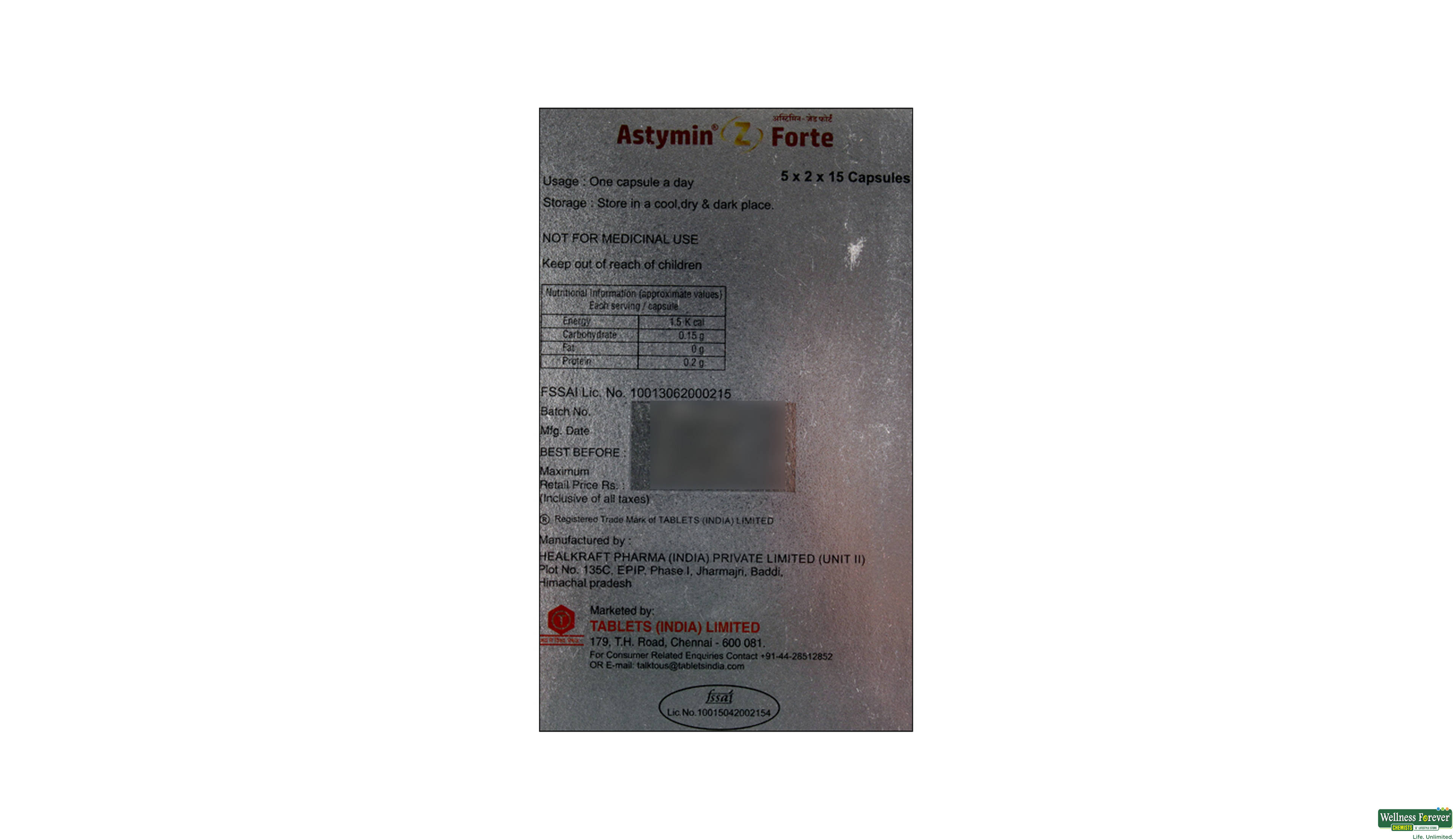 ASTYMIN-Z FORTE 15CAP- 2, 15CAP, 