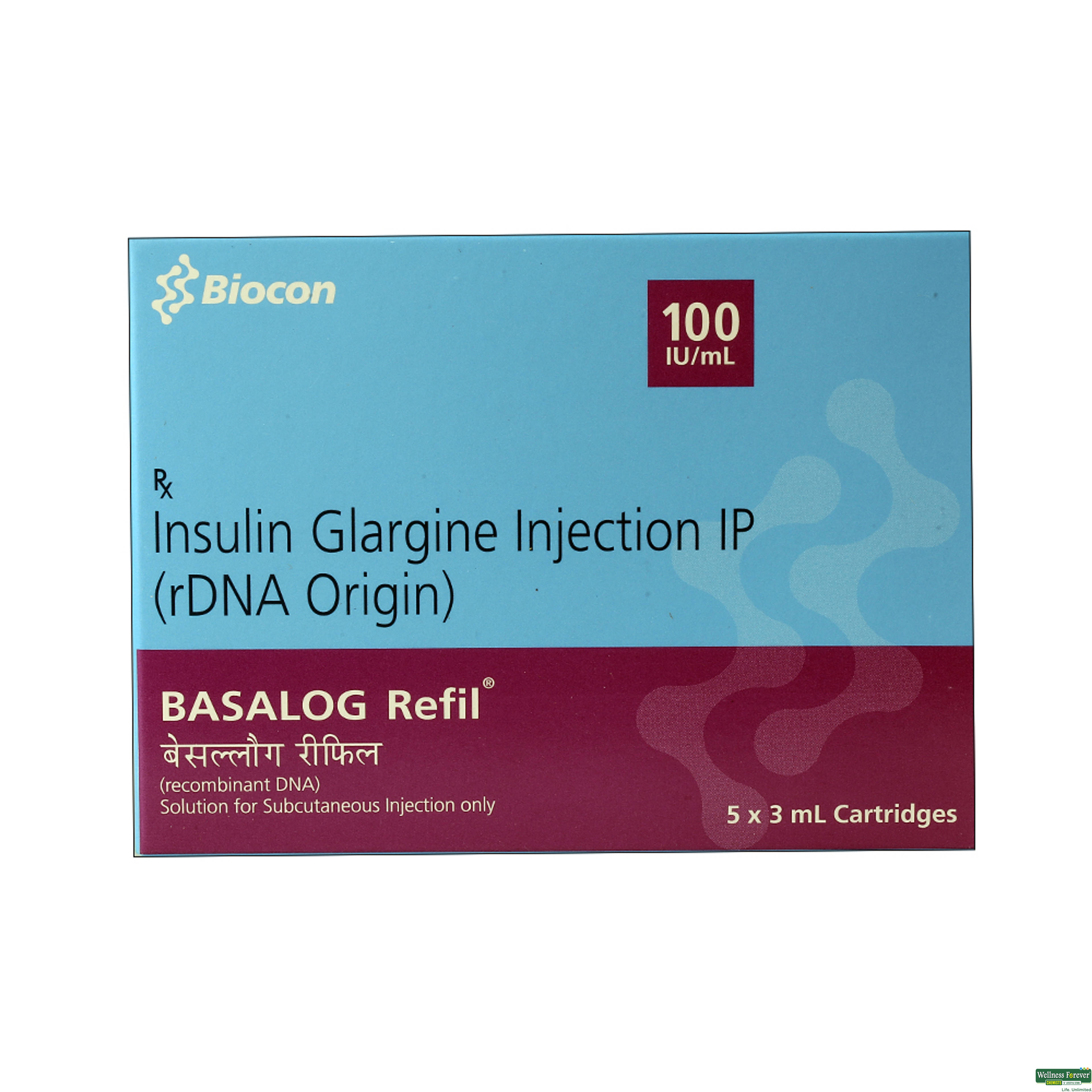 BASALOG REFIL 100IU CART 5X3ML-image
