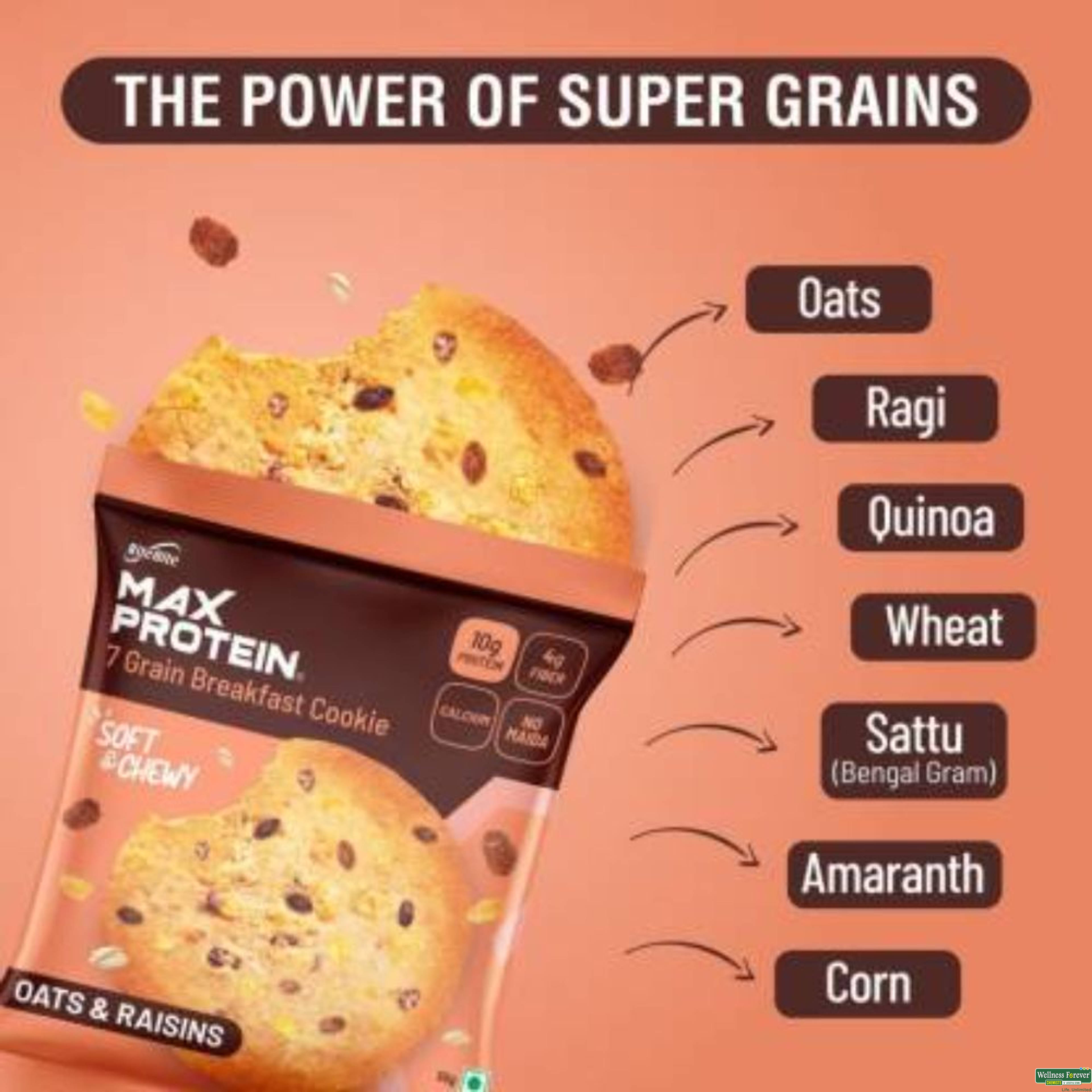 RiteBite Max Protein Cookies, Oats & Raisins, 55 g-image