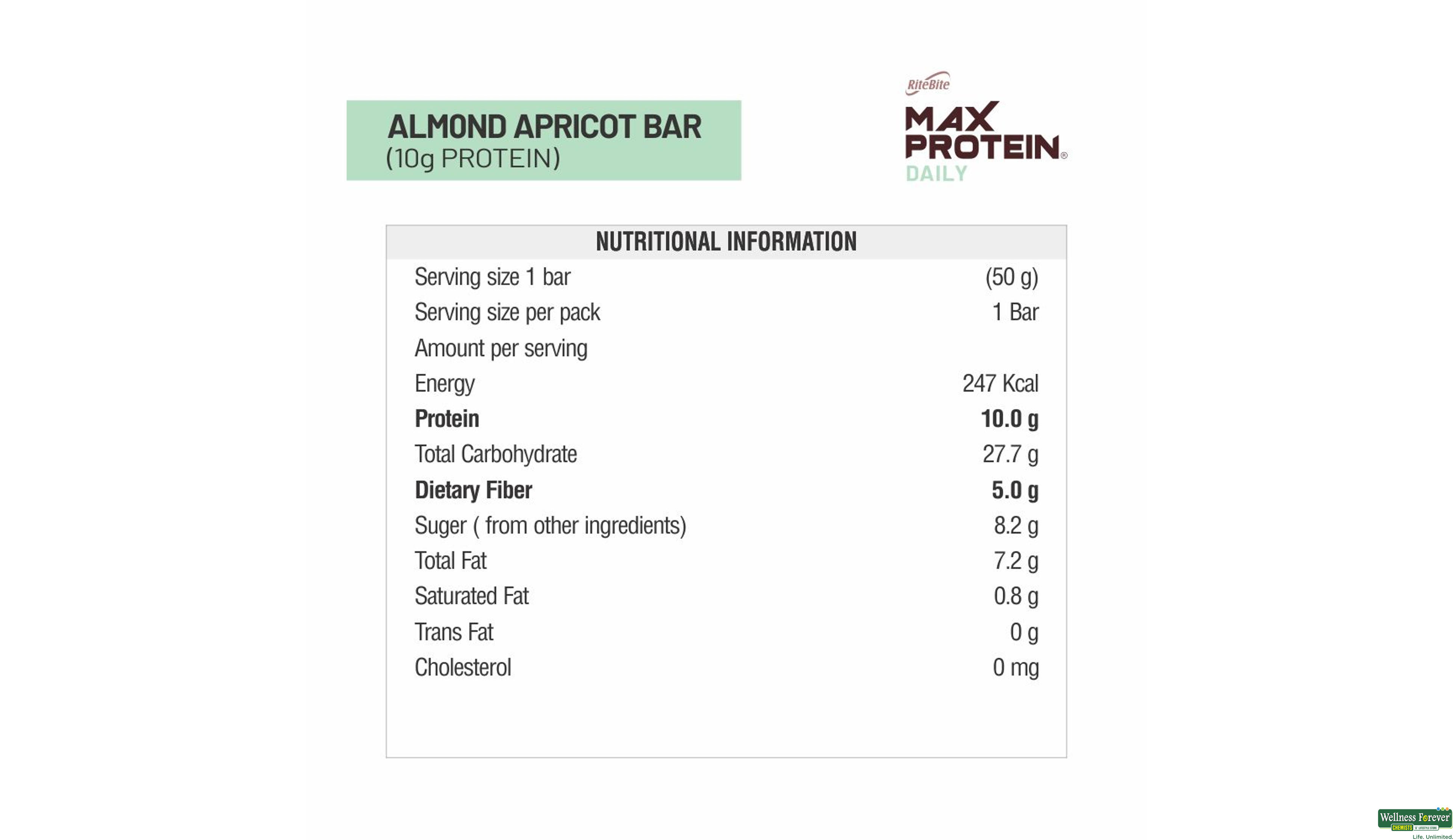 RITE B ENERGY BAR ALMOND APRICOT 50GM- 4, 50GM, null