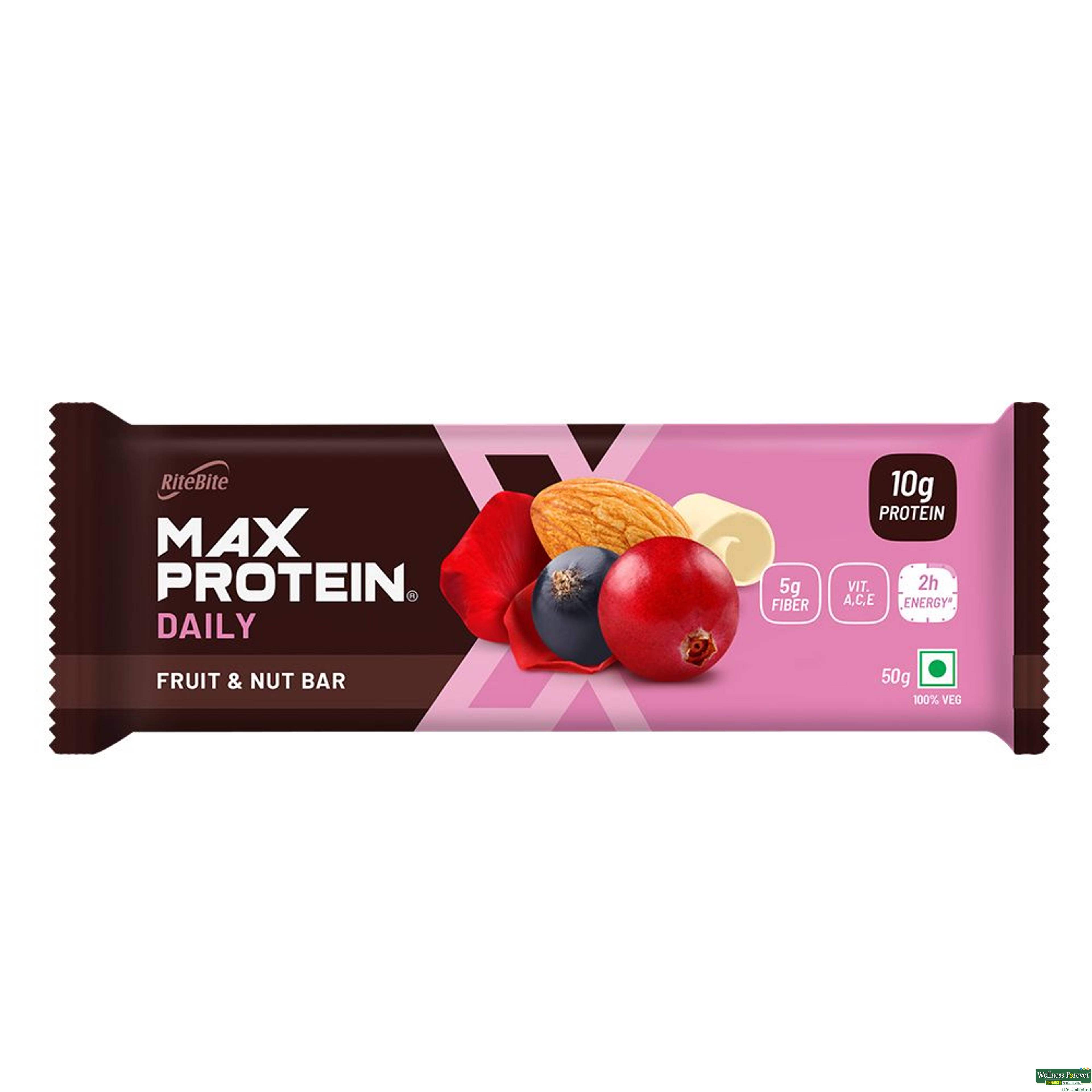 RiteBite Max Protein Daily Fruit & Nut Protein Bar, 50 g-image