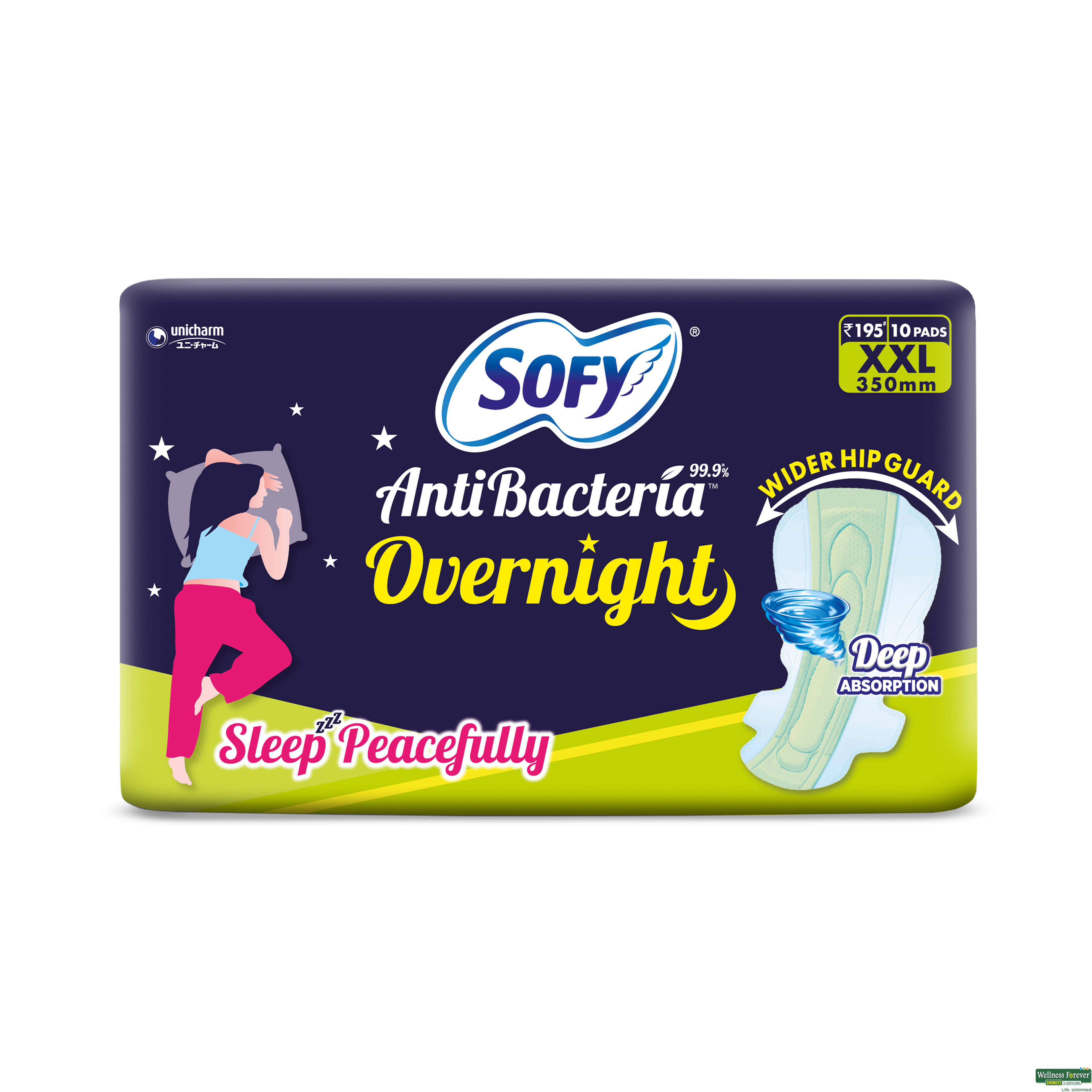 Sofy Sanitary Pads Anti Bacteria Overnight XXL 10 Pieces-image