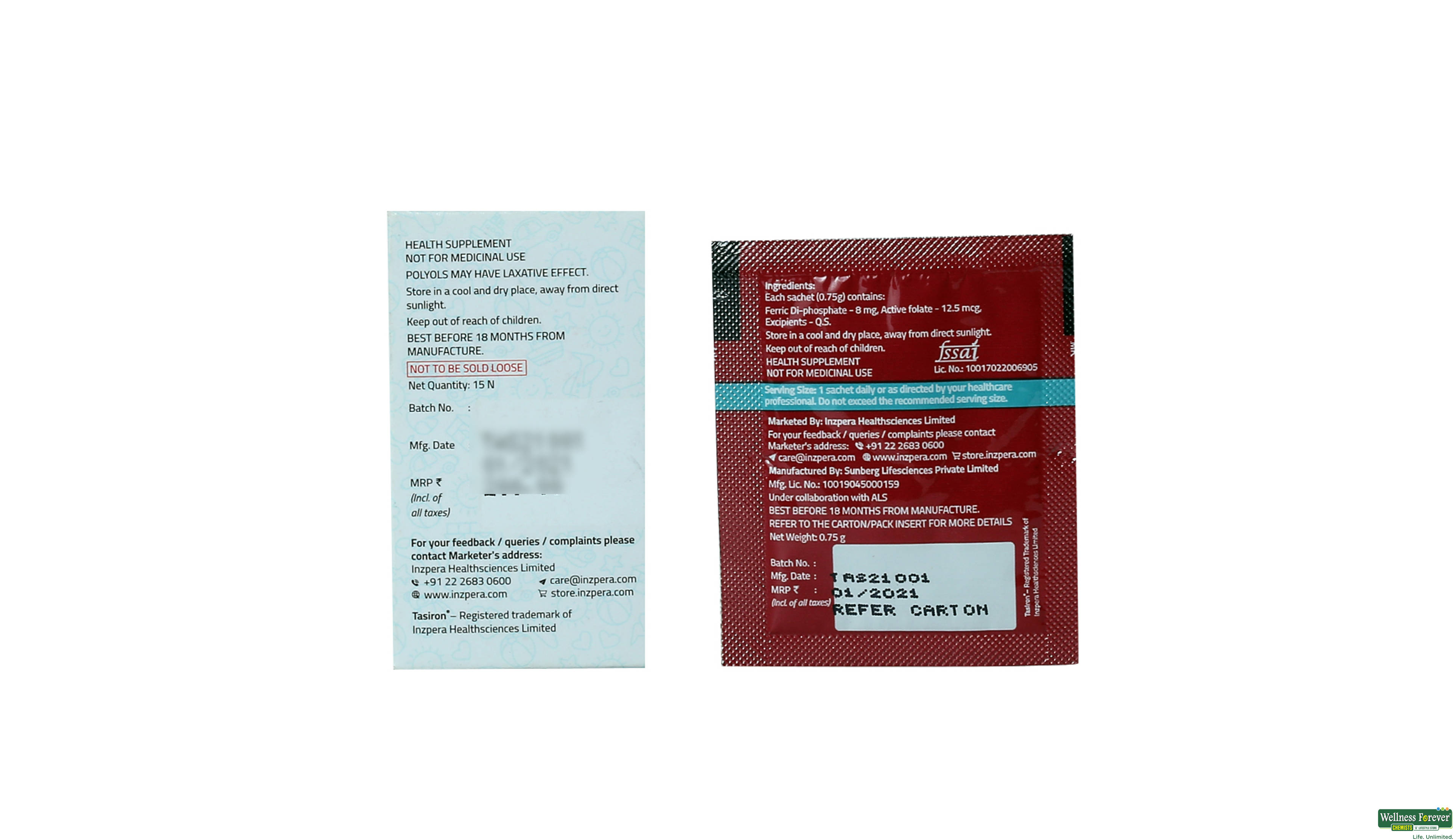 TASIRON SACH 0.75GM 15PC- 2, 15PC, 