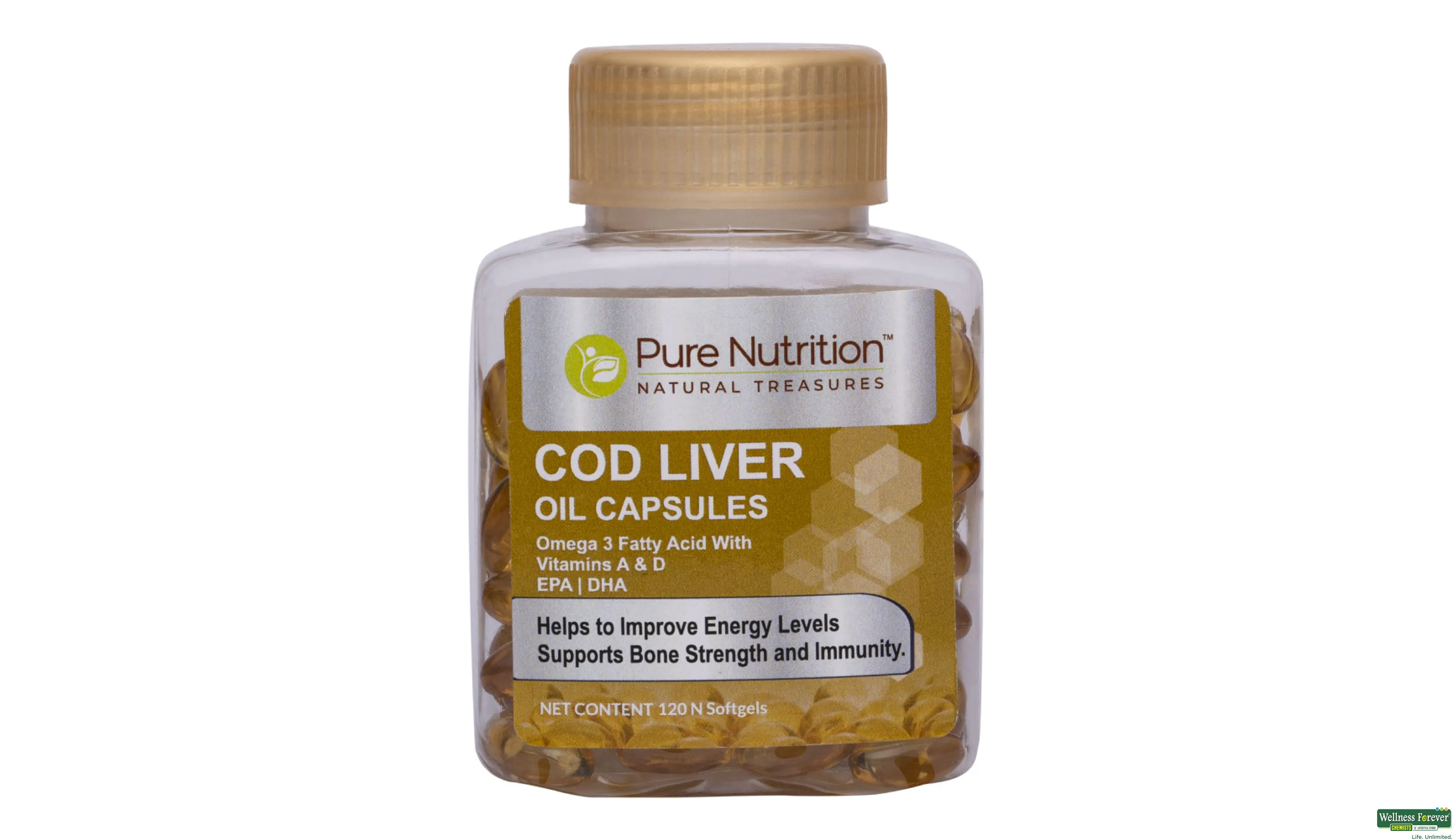 PURE NUTRITION COD LIVER OIL 120CAP- 1, 20CAP, null