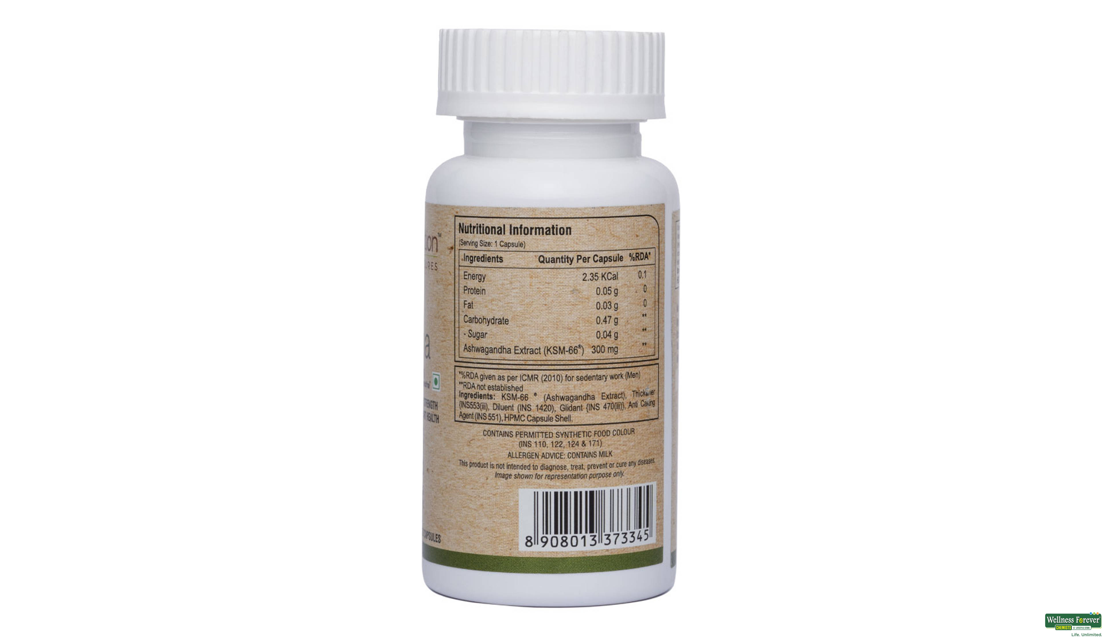 PURE NUTRITION ASHWAGHNDHA K66 60CAP- 3, 60CAP, null