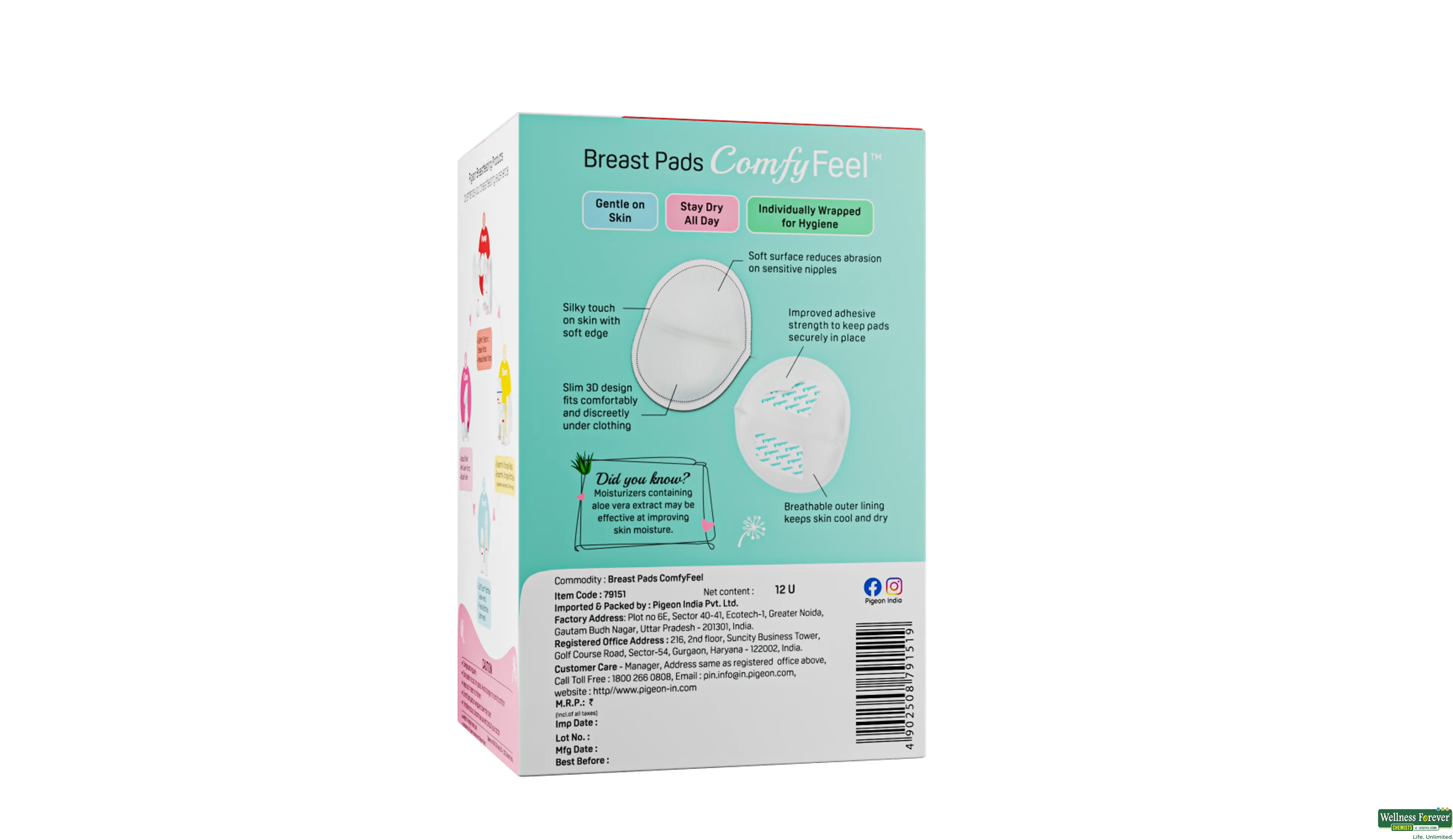 PIGEON BREAST PADS HONEYCOMB 12PC- 6, 12PC, null
