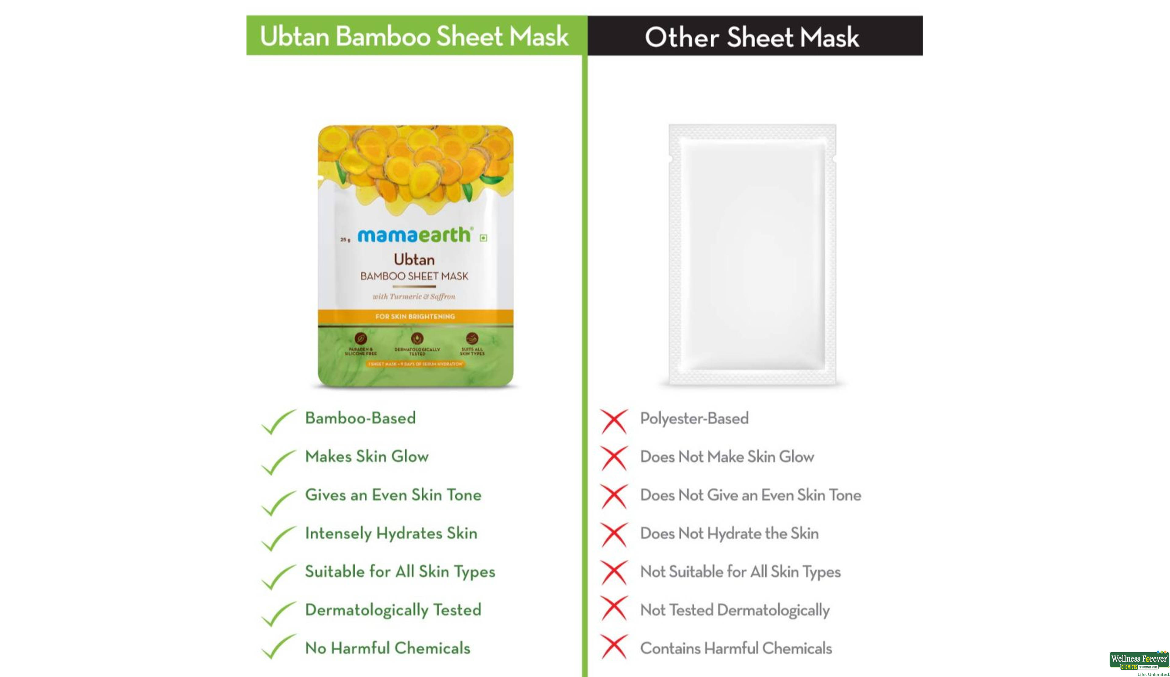 MAMEARTH F/MASK UBTAN BAMBOO 1PC- 6, 1PC, 