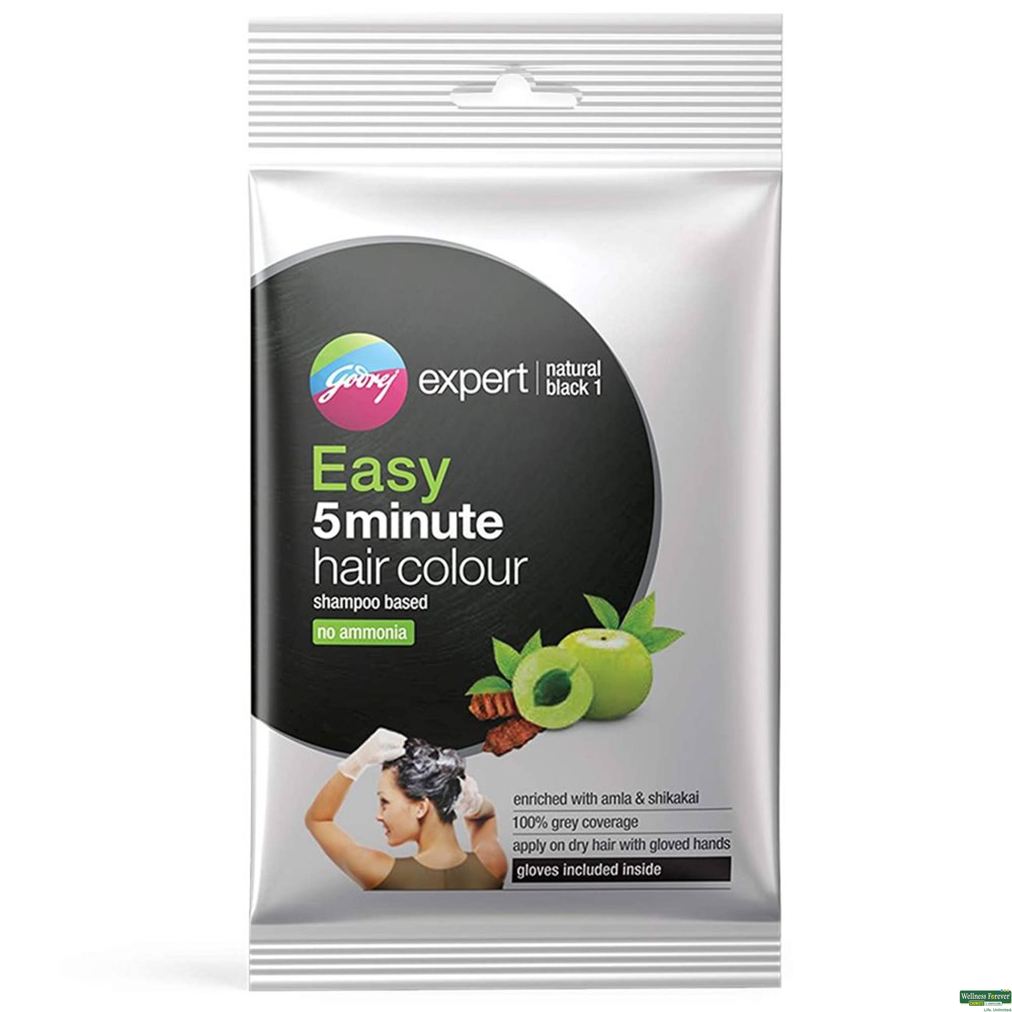 Godreg Expert Easy 5 Minute Hair Colour Sachet Natural Black 20g-image