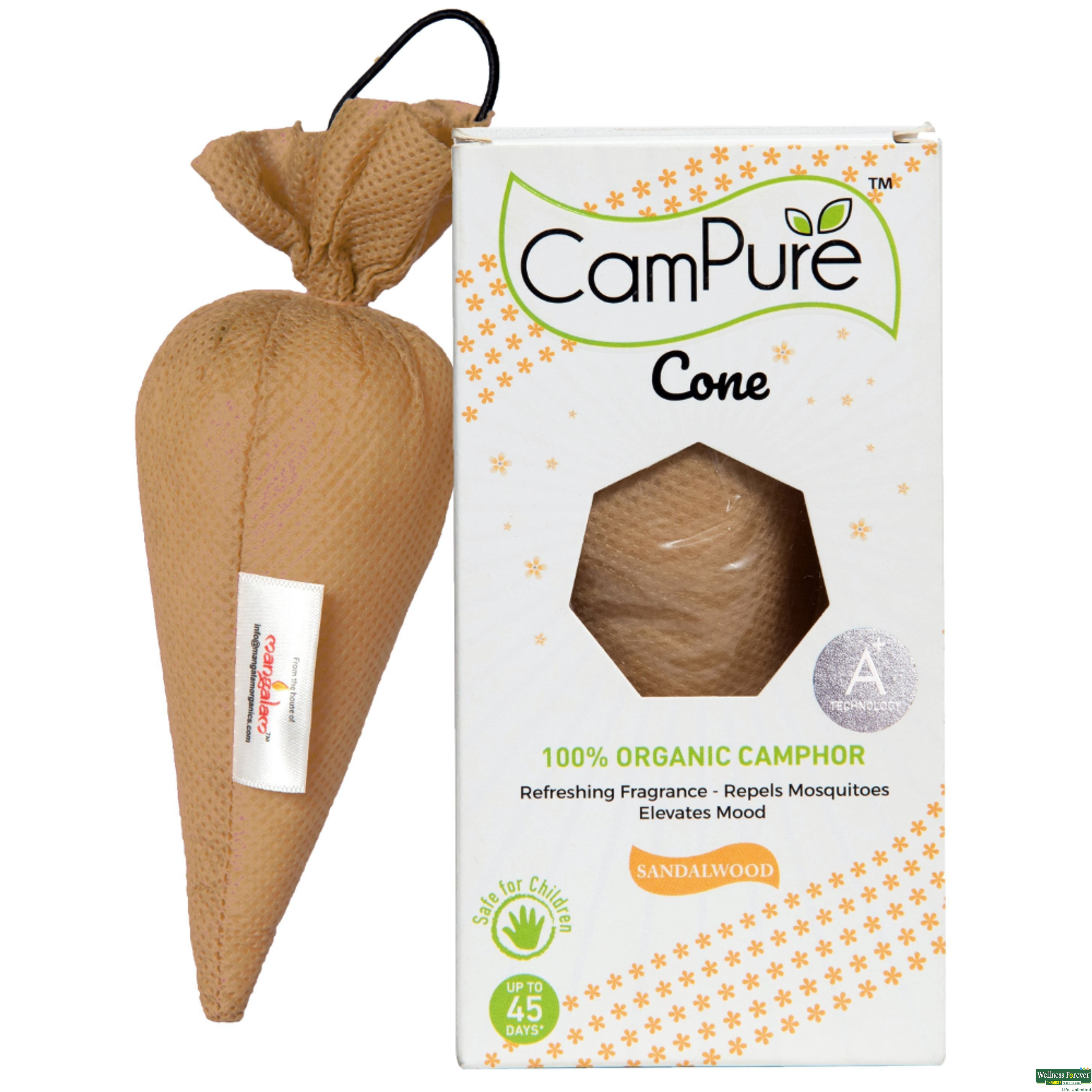 CamPure Air Freshener Sandalwood Camphor Cone 60g-image