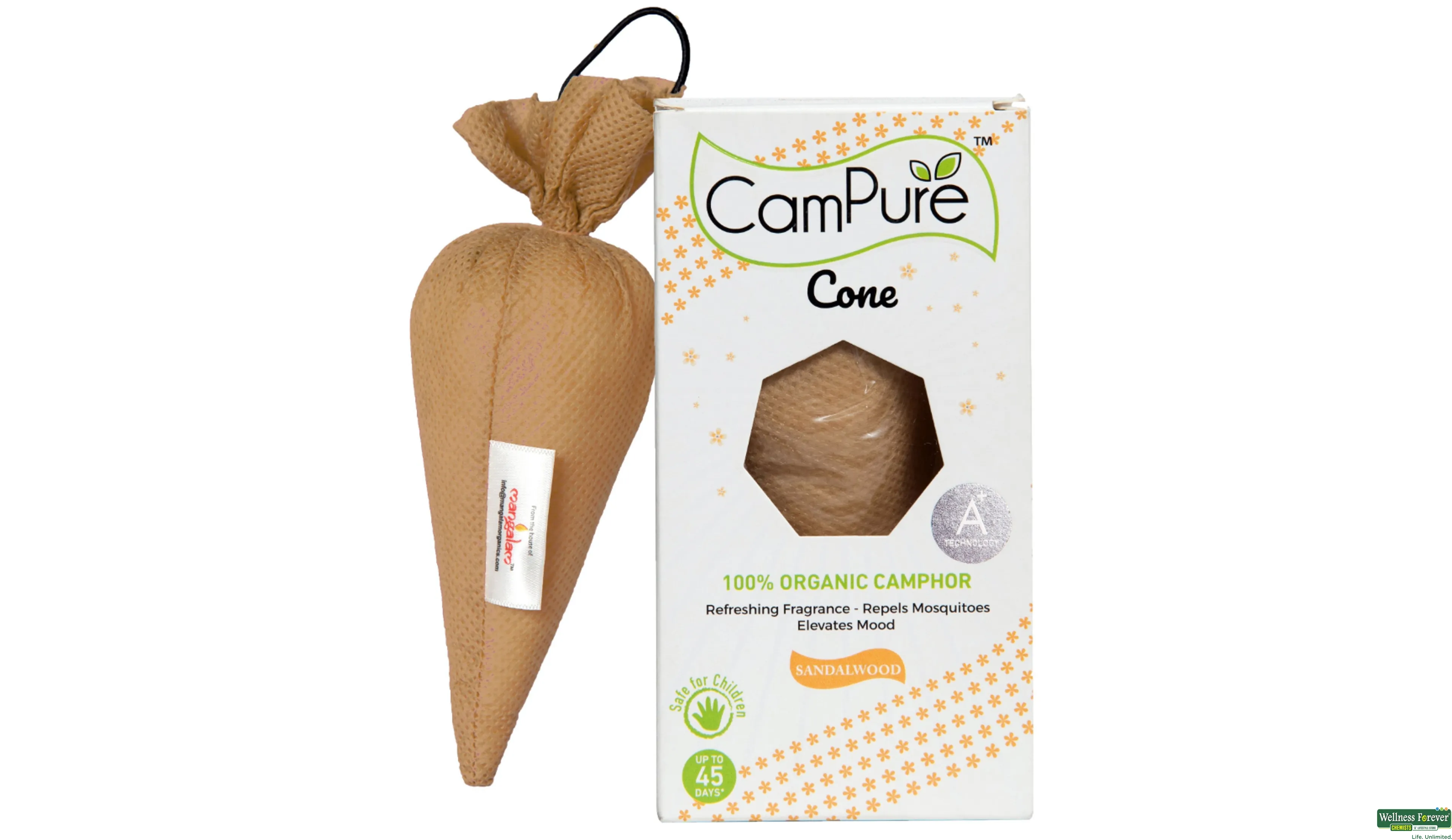 CAMPURE A/FR CONE SANDALWOOD 60GM- 1, 60GM, 