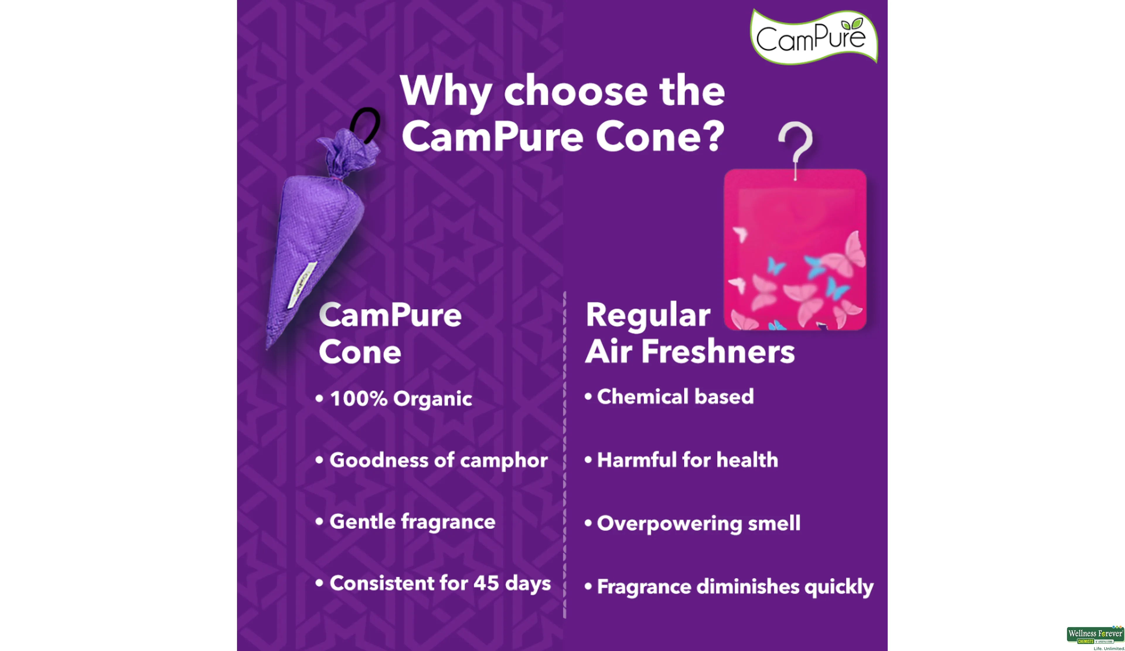 CAMPURE A/FR CONE LAVENDER 60GM- 4, 60GM, 