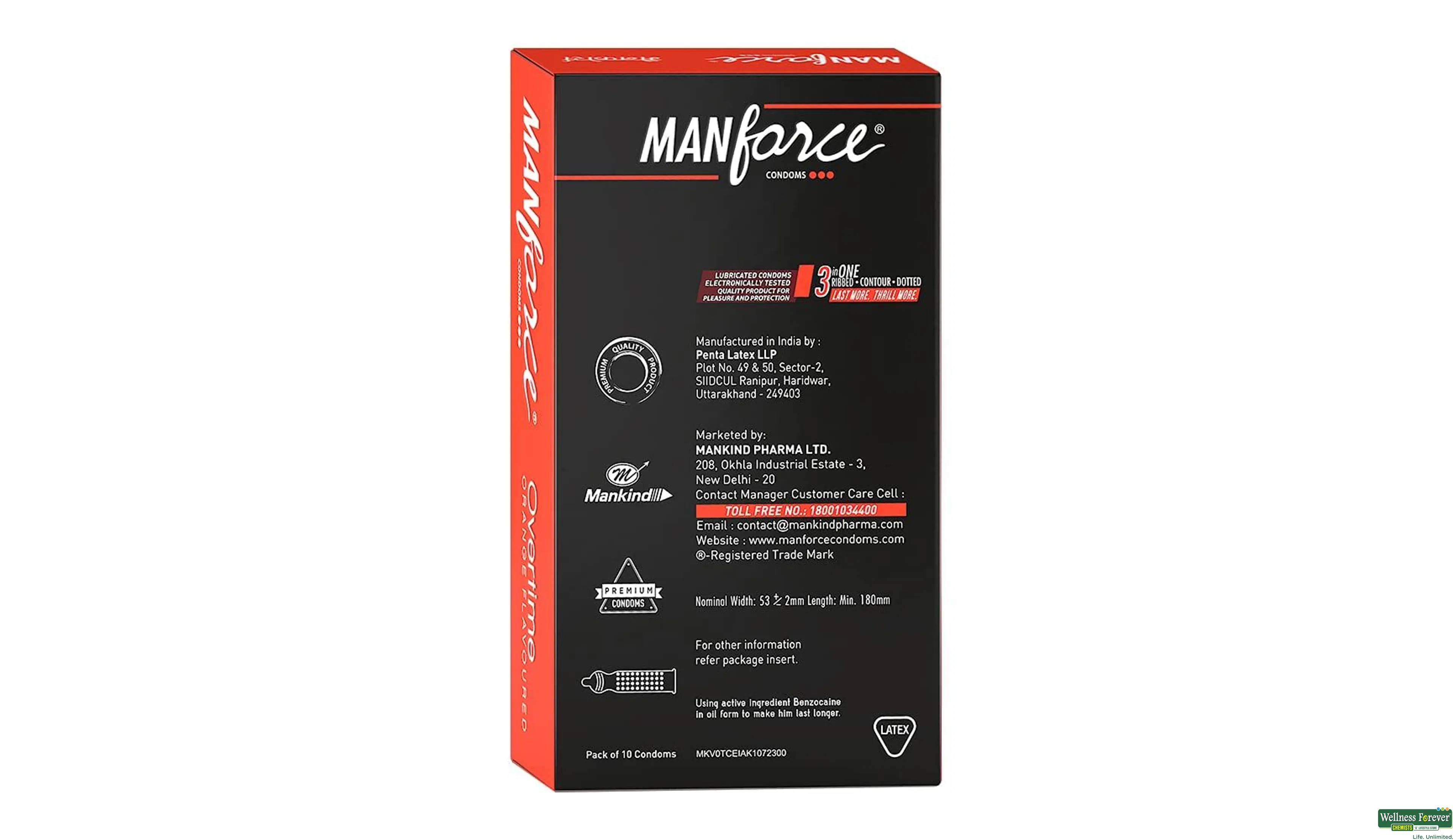 MANFORCE CONDOM OVERTIME ORANGE 10PC- 2, 10PC, 