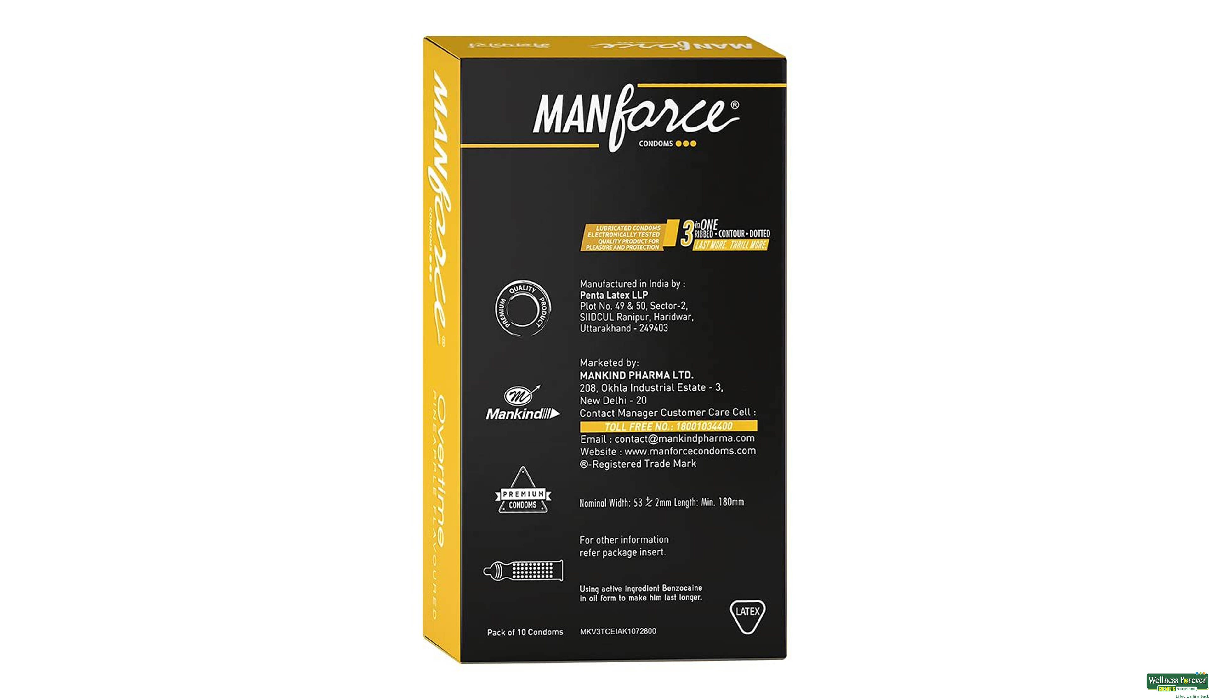 MANFORCE CONDOM OVERTIME PINEAPPLE 10PC- 2, 10PC, 
