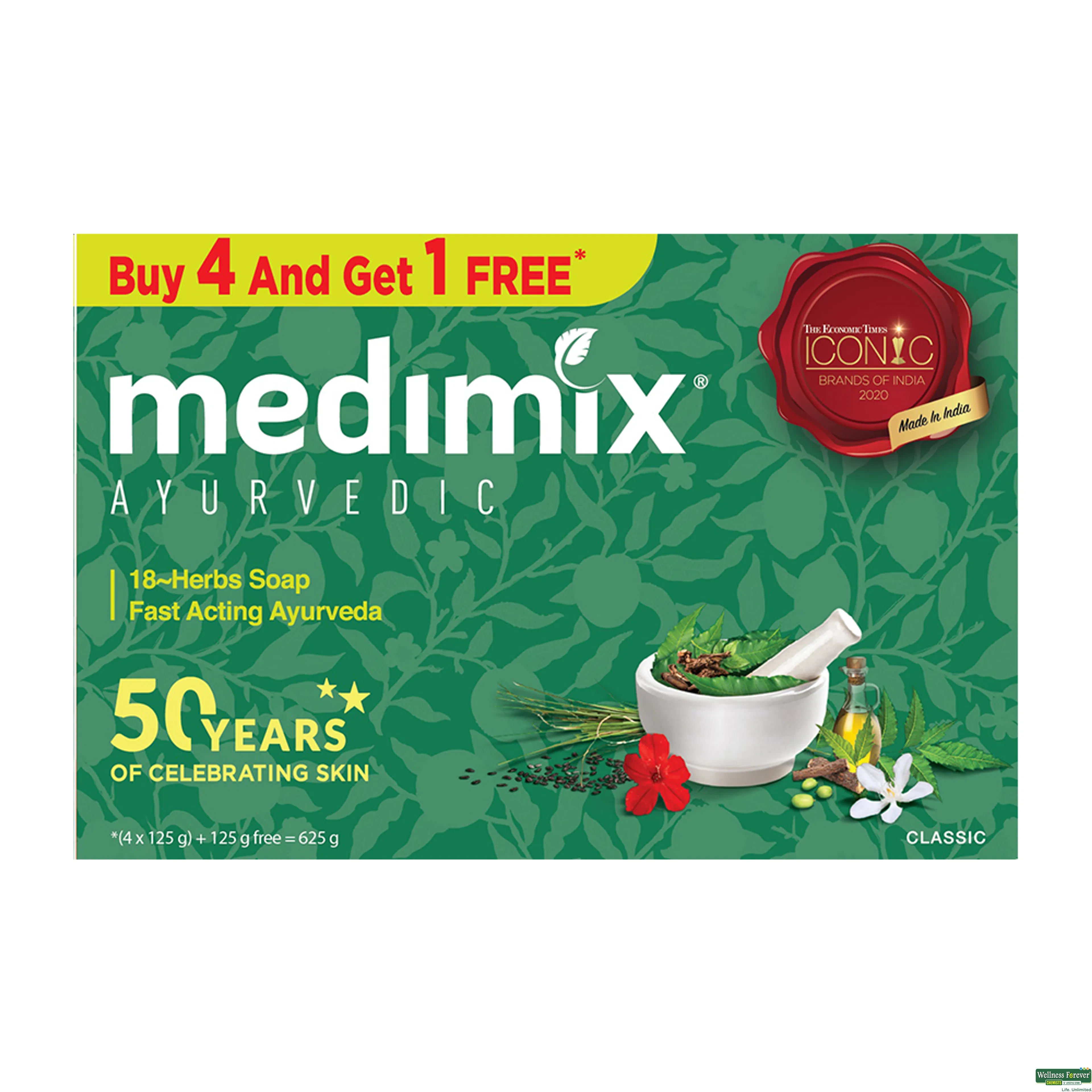 MEDIMIX SOAP 18HERB AYURVEDA 4+1 125GM-image