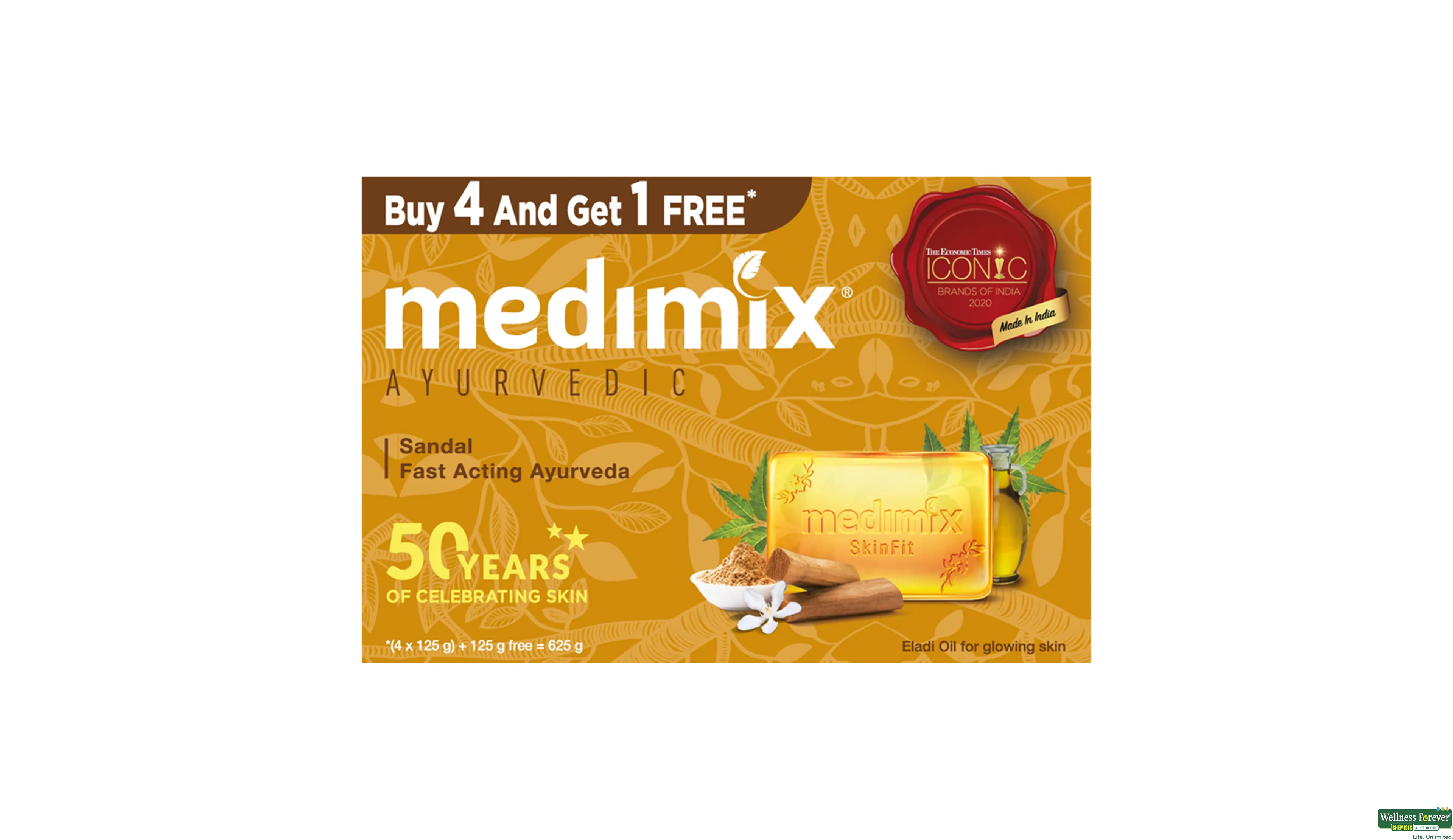 MEDIMIX SOAP SANDAL 4+1 125GM- 1, 125GM, 