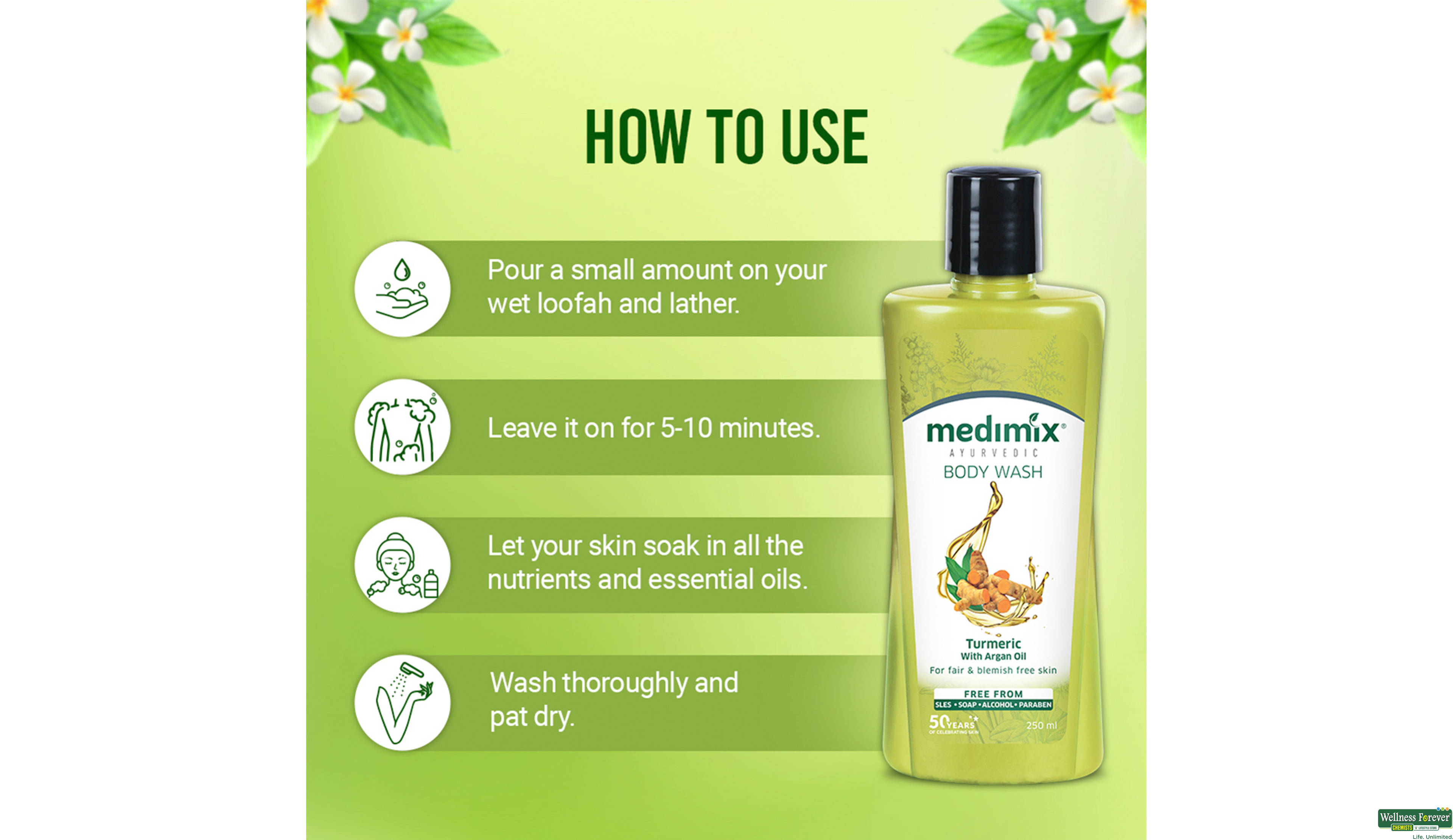MEDIMIX B/WASH AYUR TURMERIC/ARGAN OIL 250ML- 4, 250ML, 