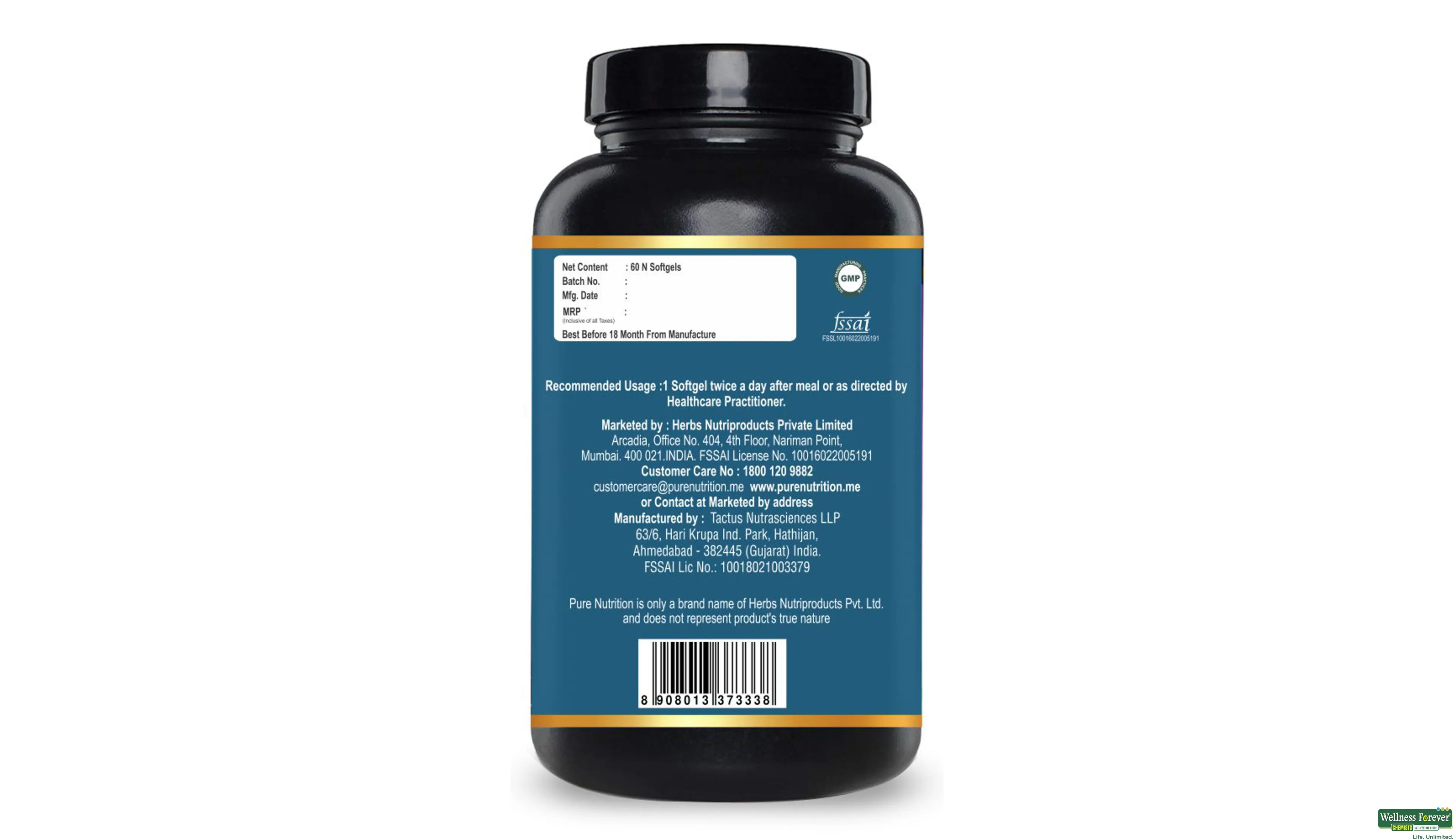 PURE NUTRITION OMEGA 3 1000MG 60CAP- 3, 60CAP, null