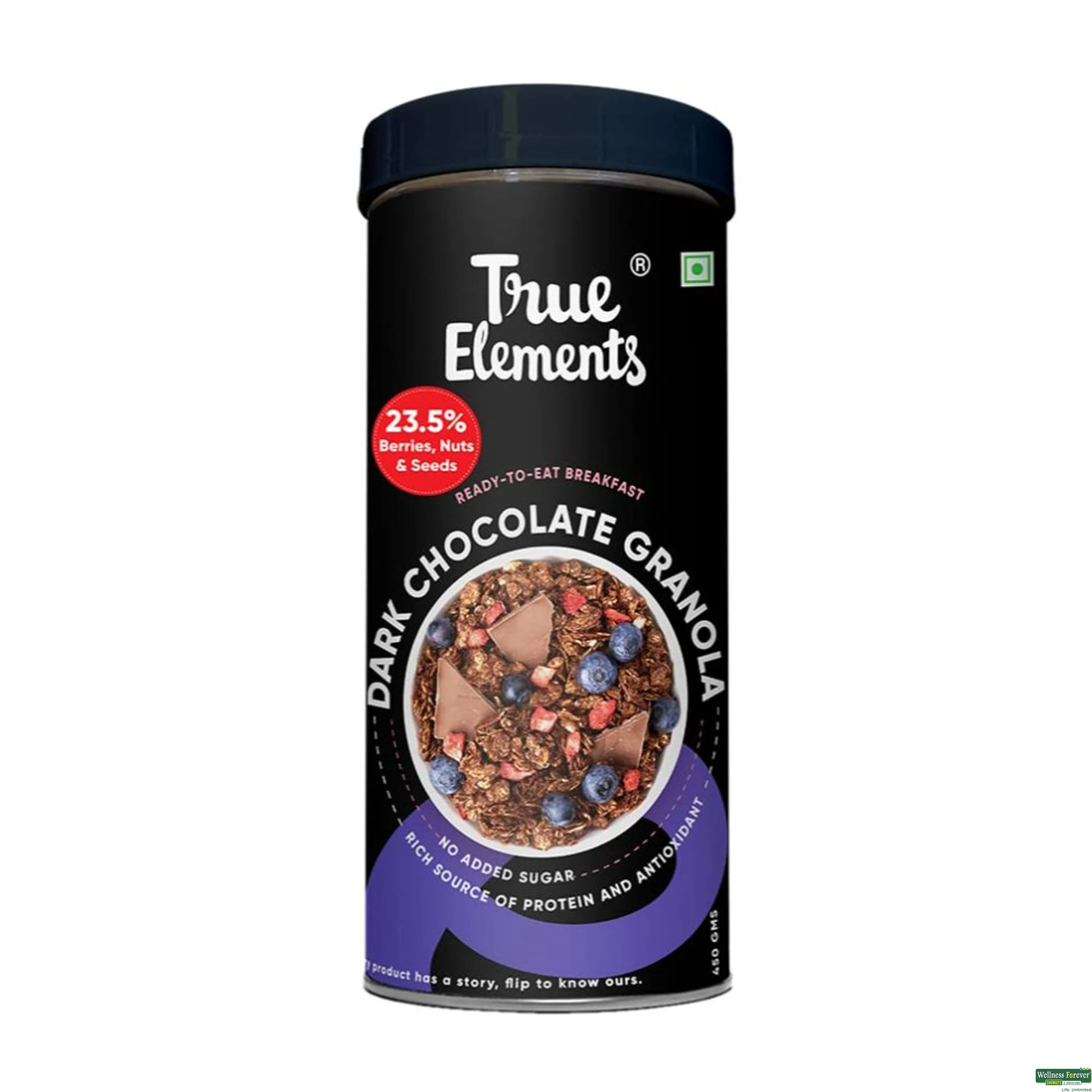 TRUE E GRANOLA ALMND DARK CHOC 450GM-image