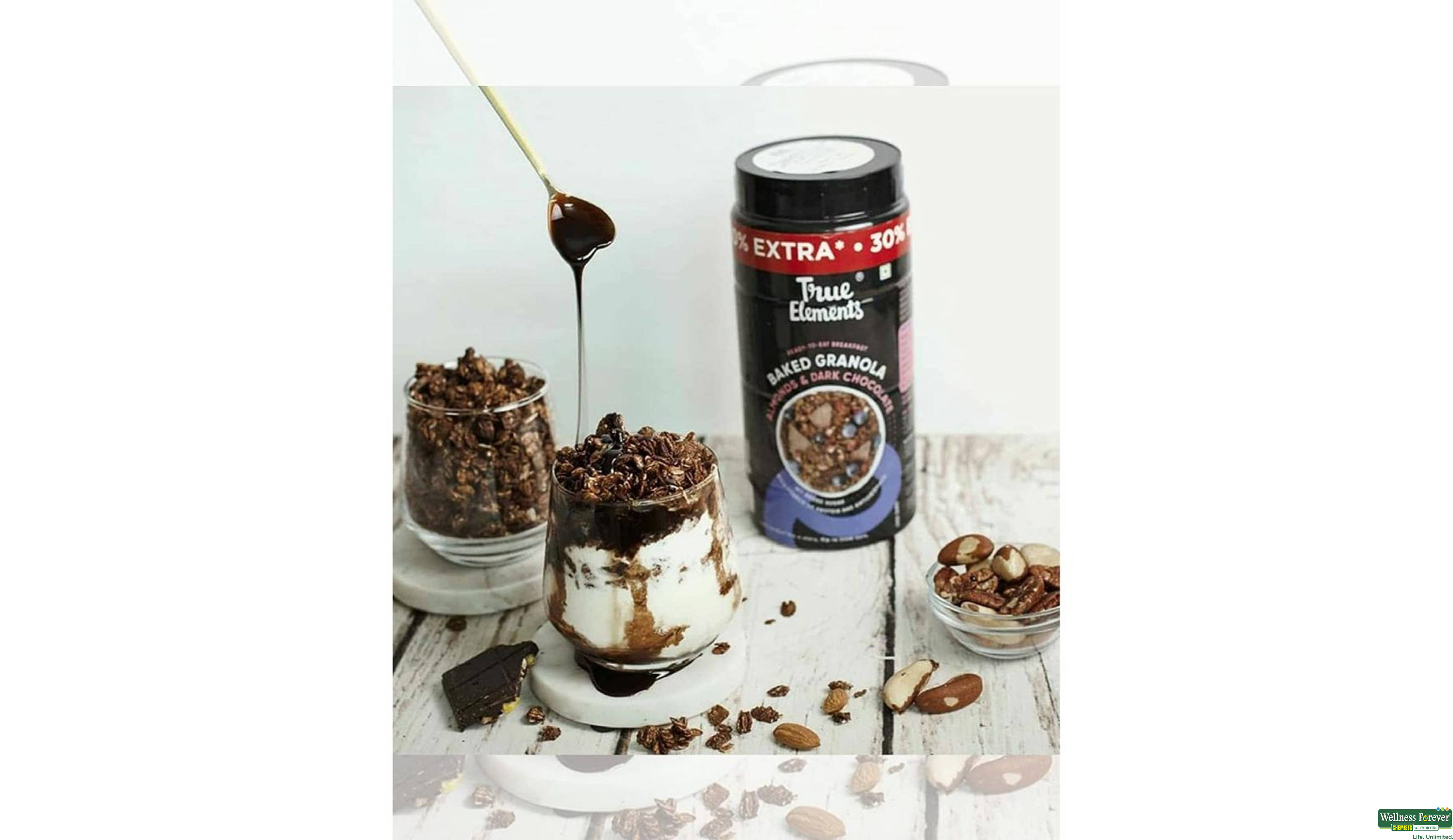 TRUE E GRANOLA ALMND DARK CHOC 450GM- 6, 450GM, null