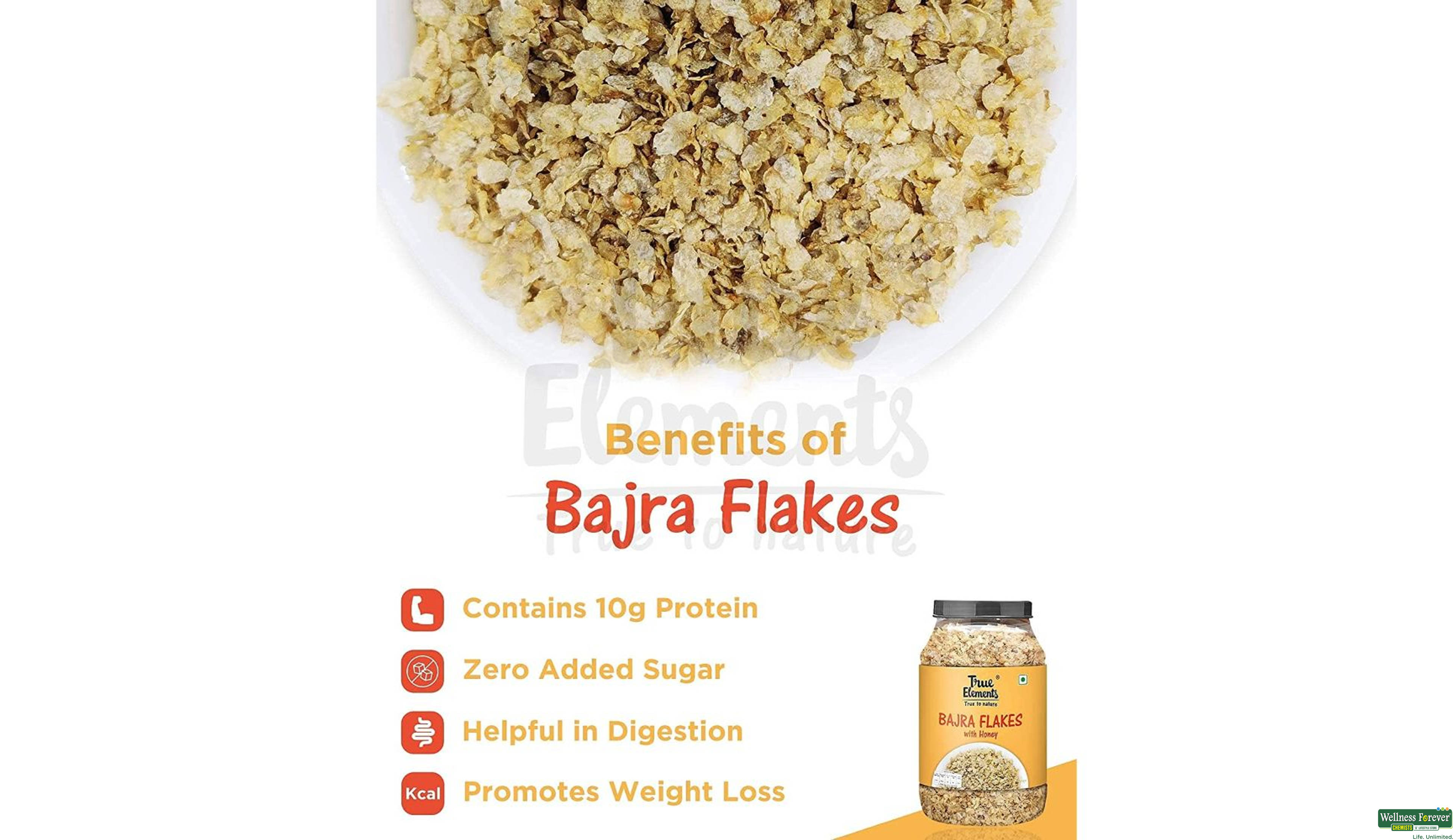 TRUE E BAJRA FLAKES HONEY 650GM- 4, 650GM, null