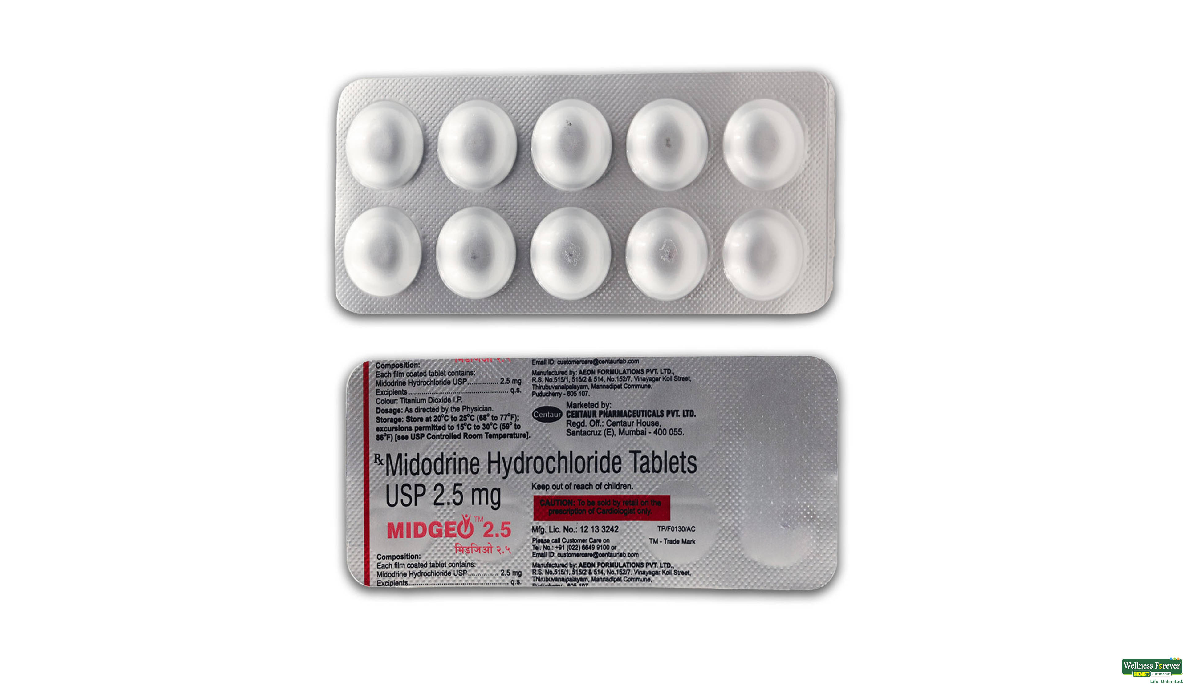 MIDGEO 2.5MG 10TAB- 1, 10TAB, 