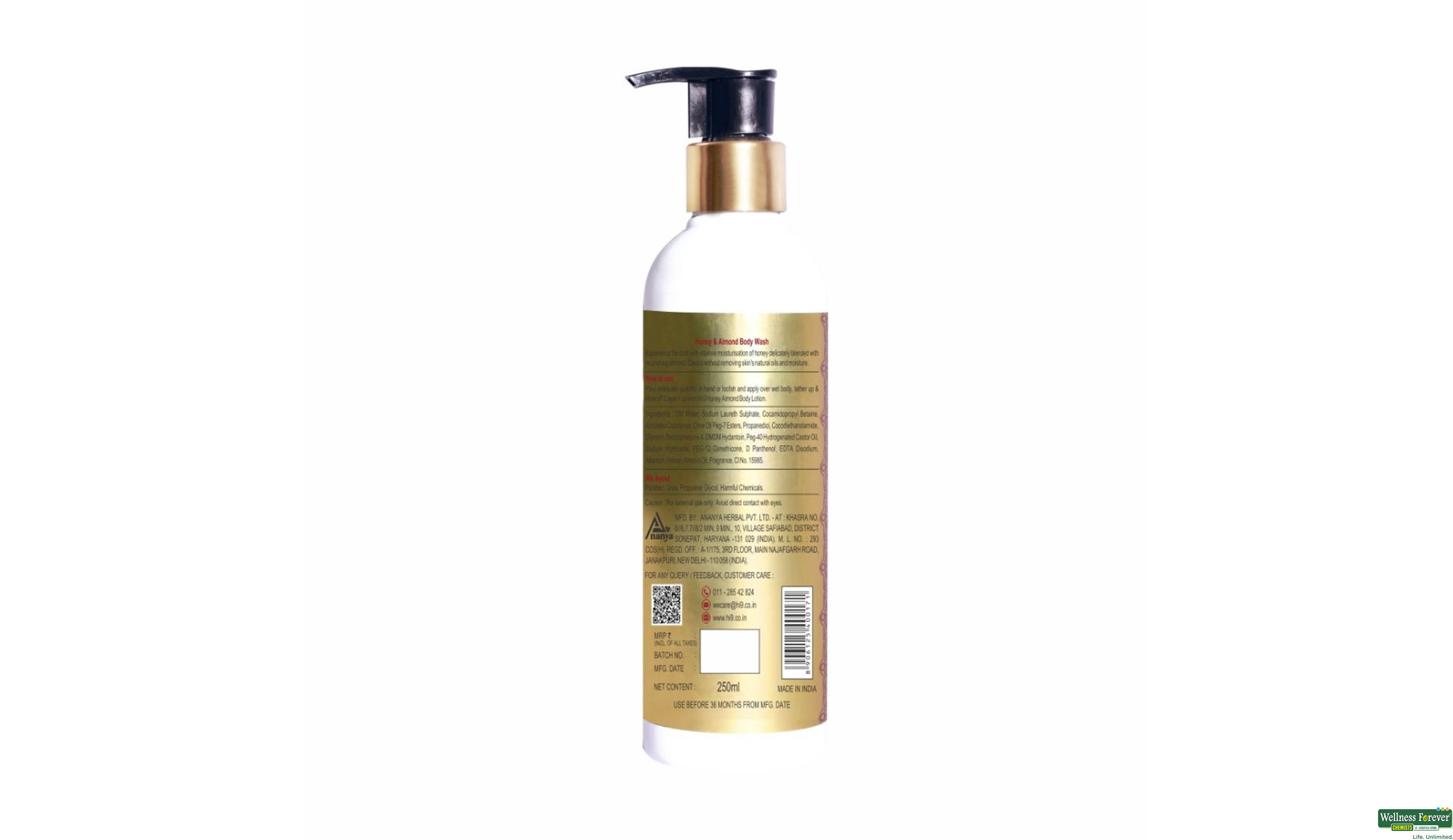 HI9 B/WASH HONEY & ALMOND 250ML- 2, 250ML, 