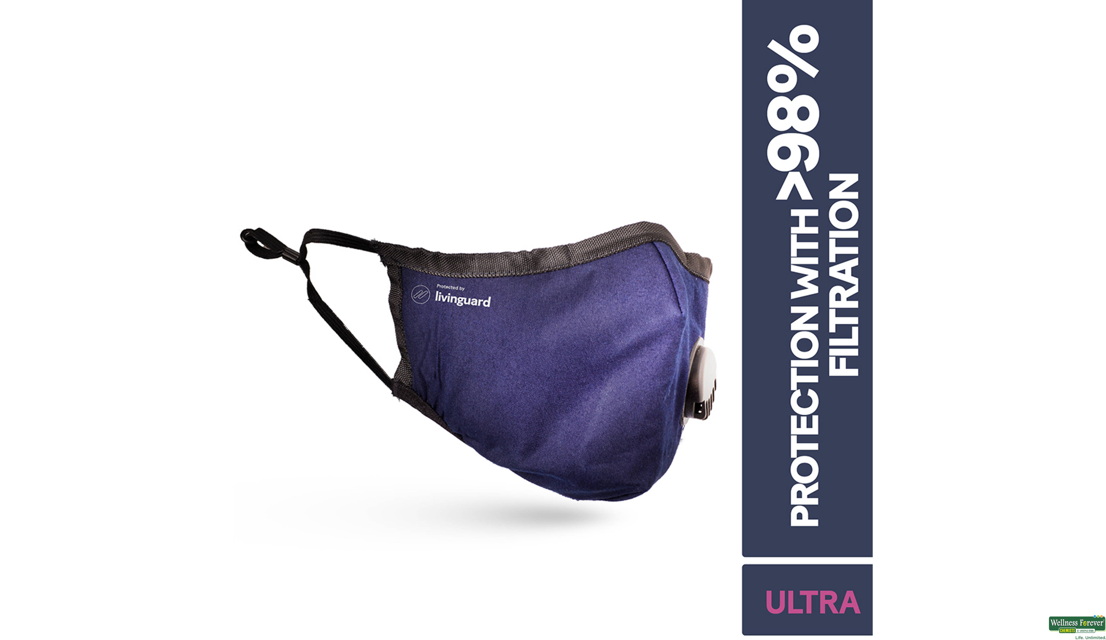LIVINGUARD FACE MASK ULTRA-L BLUE 1PC- 4, 1PC, 