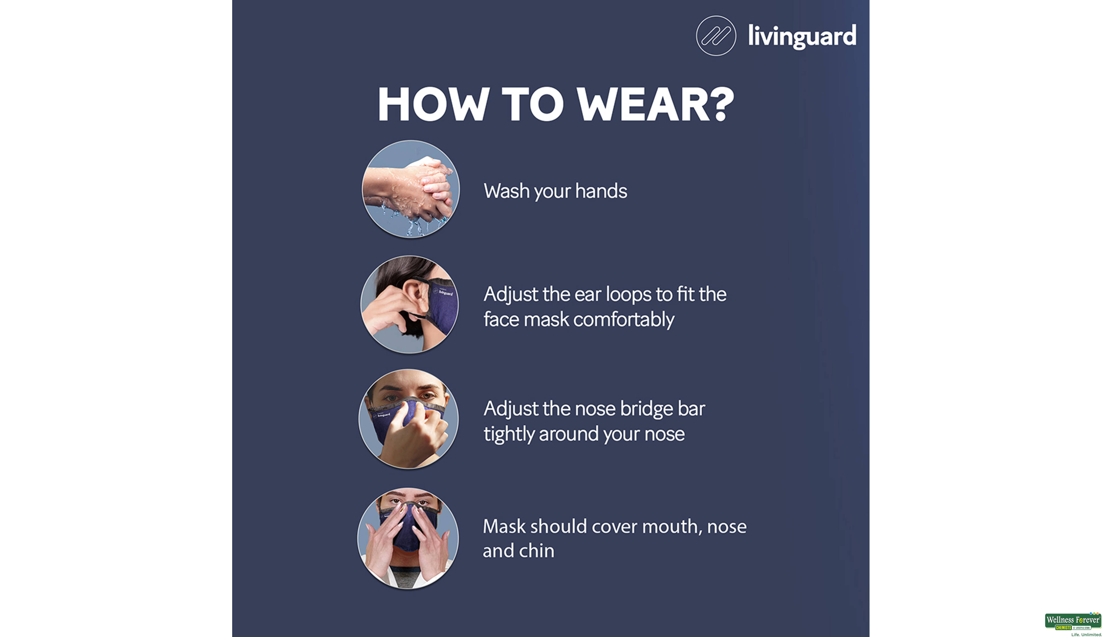 LIVINGUARD FACE MASK ULTRA-L BLUE 1PC- 9, 1PC, 