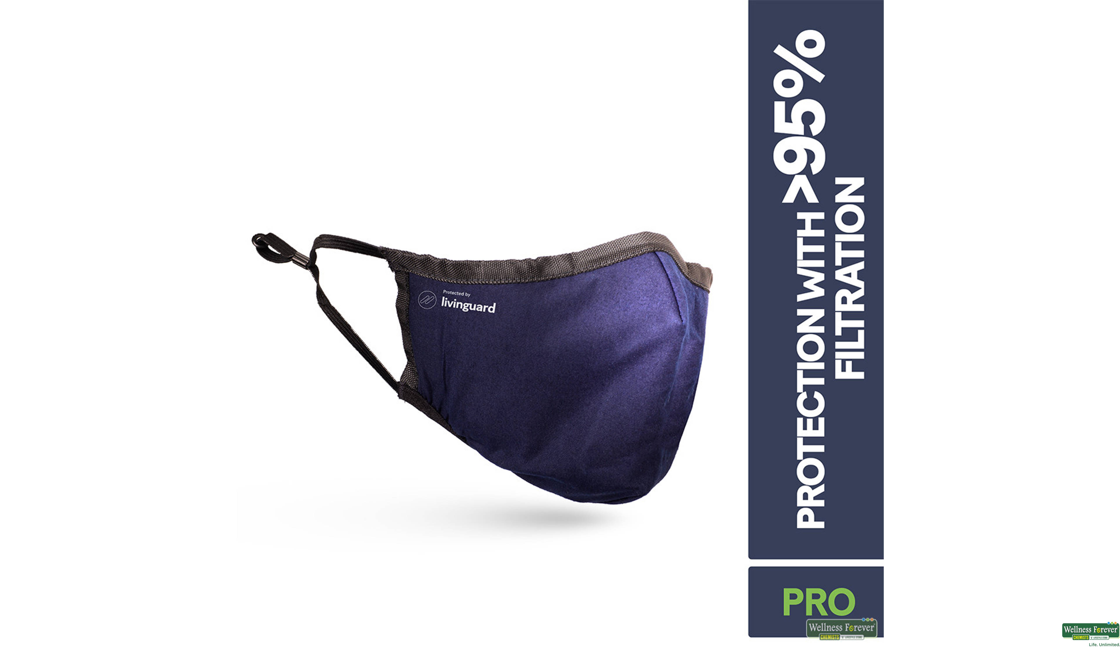 LIVINGUARD FACE MASK PRO-L BLUE 1PC- 1, 1PC, 