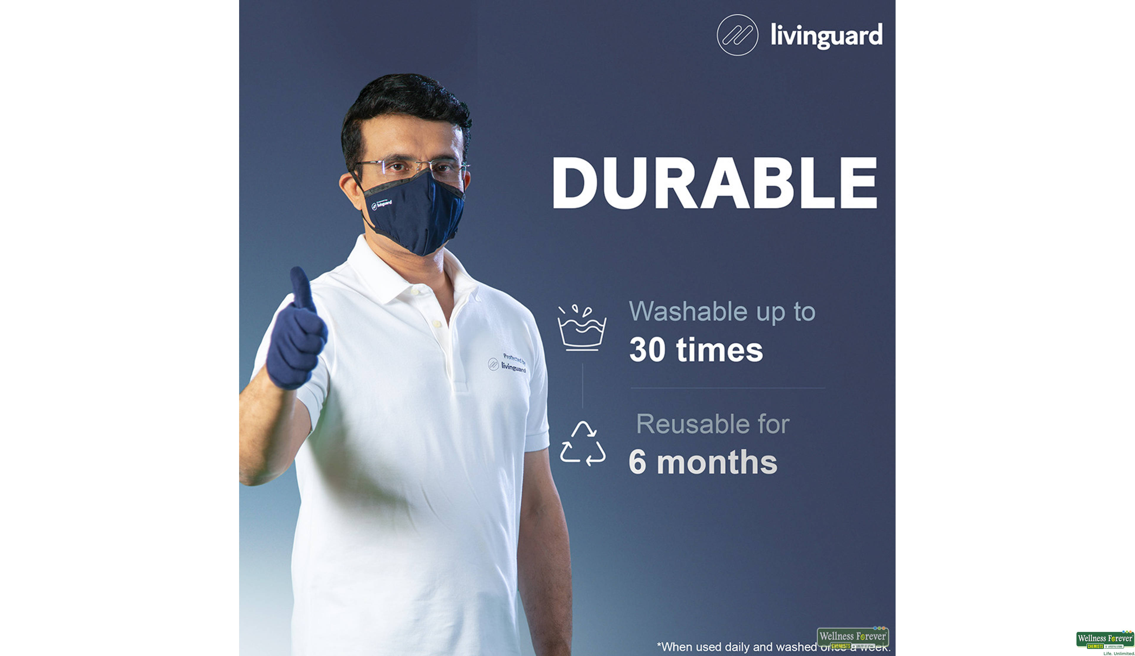 LIVINGUARD FACE MASK PRO-L BLACK 1PC- 5, 1PC, 