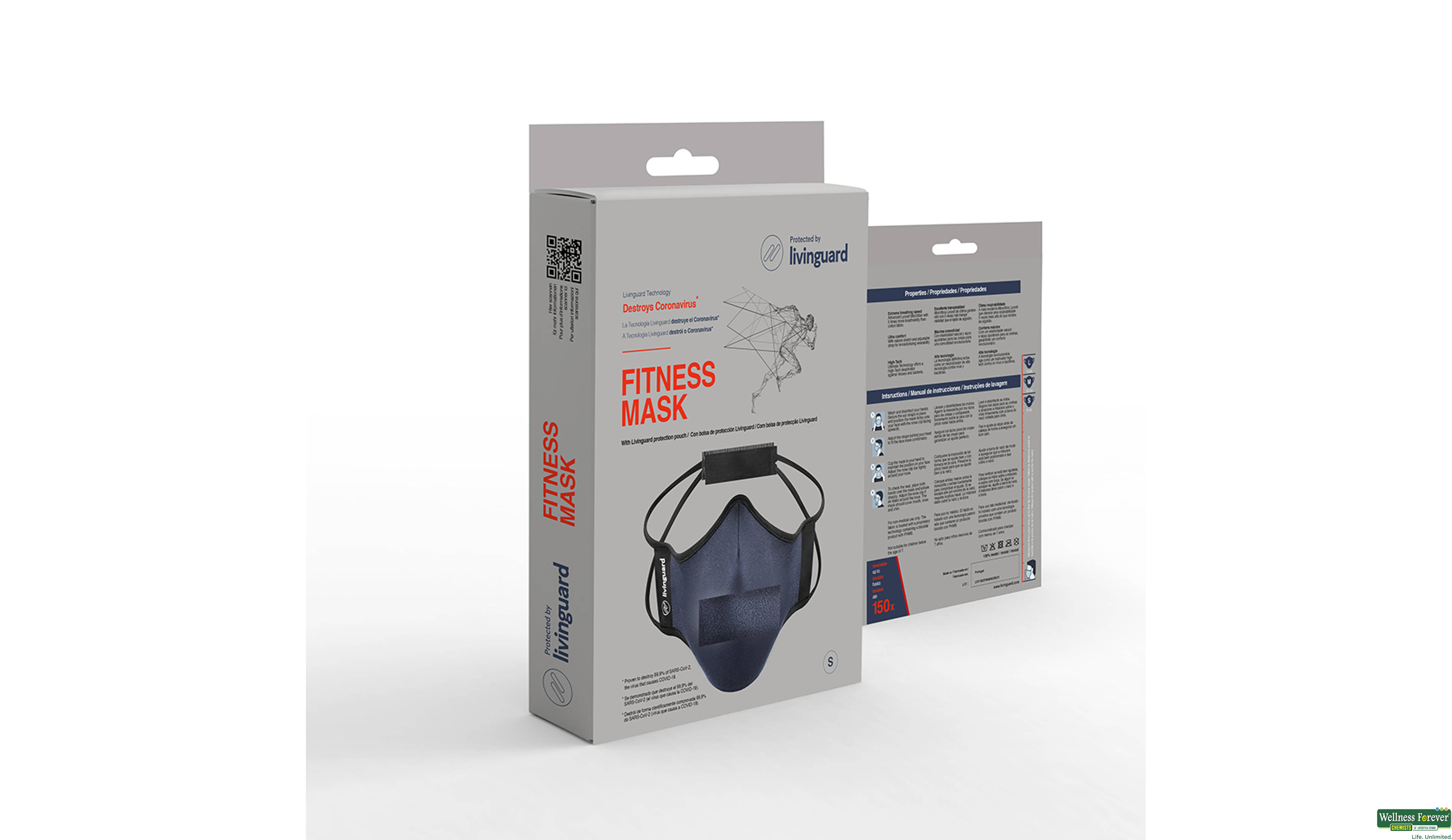 LIVINGUARD FITNESS MASK L 1PC- 8, 1PC, 
