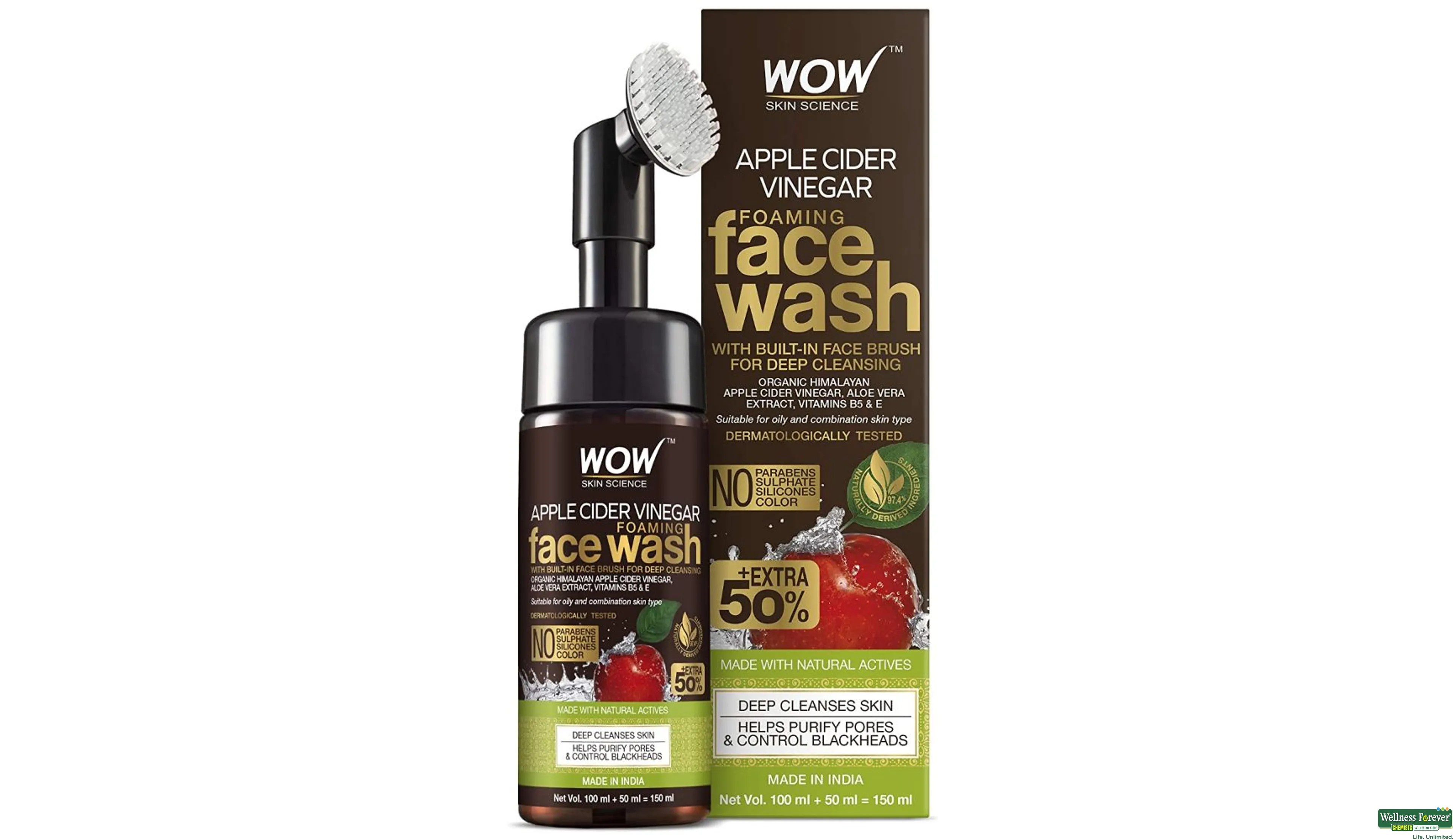 WOW ACV FOAMING F/WASH 150ML- 1, 150ML, null