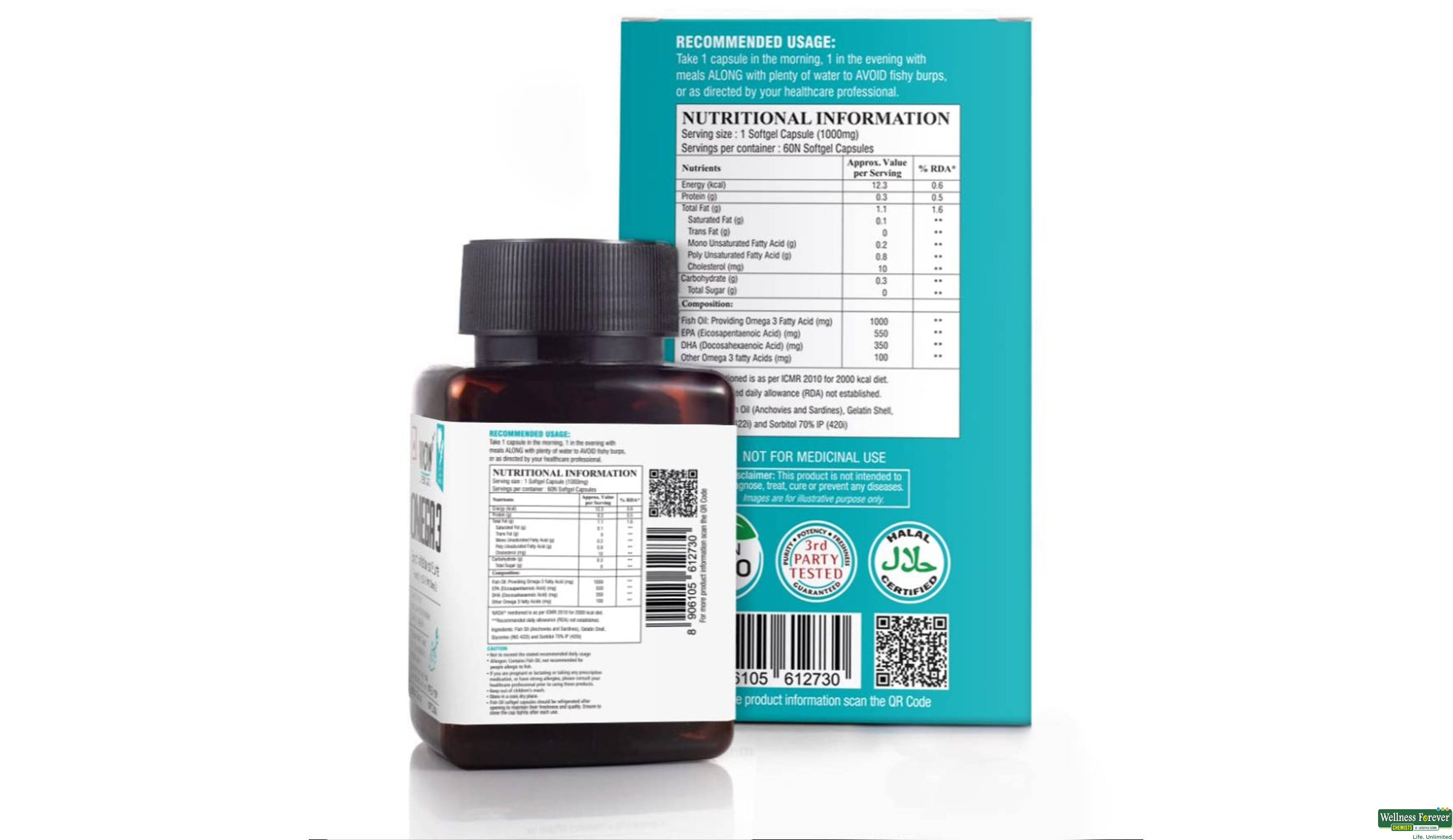 WOW LIFE SCIENCE OMEGA-3 60CAP- 3, 60CAP, null