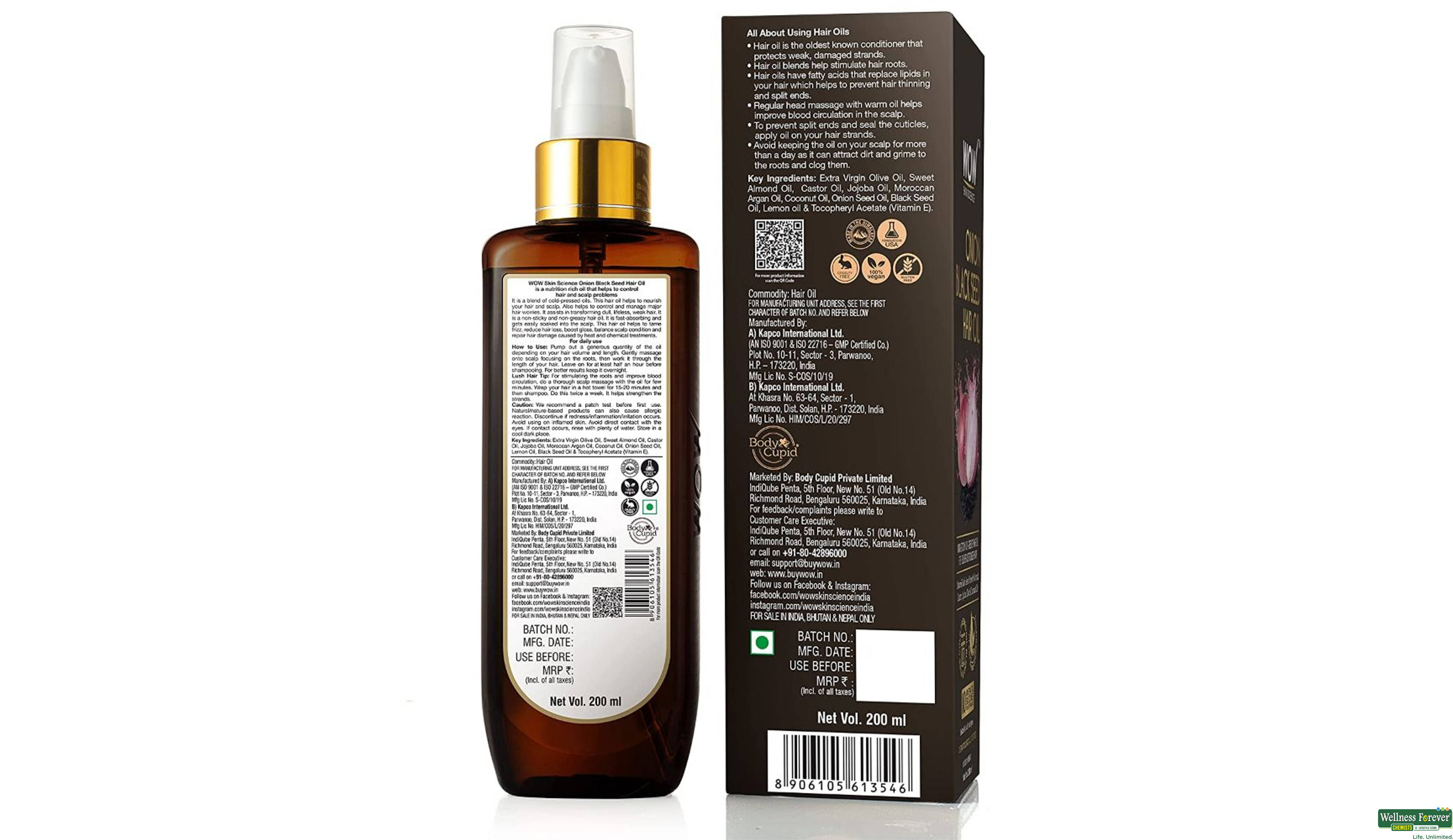 WOW ONION BLACK SEED HAIR OIL 200ML- 4, 200ML, null