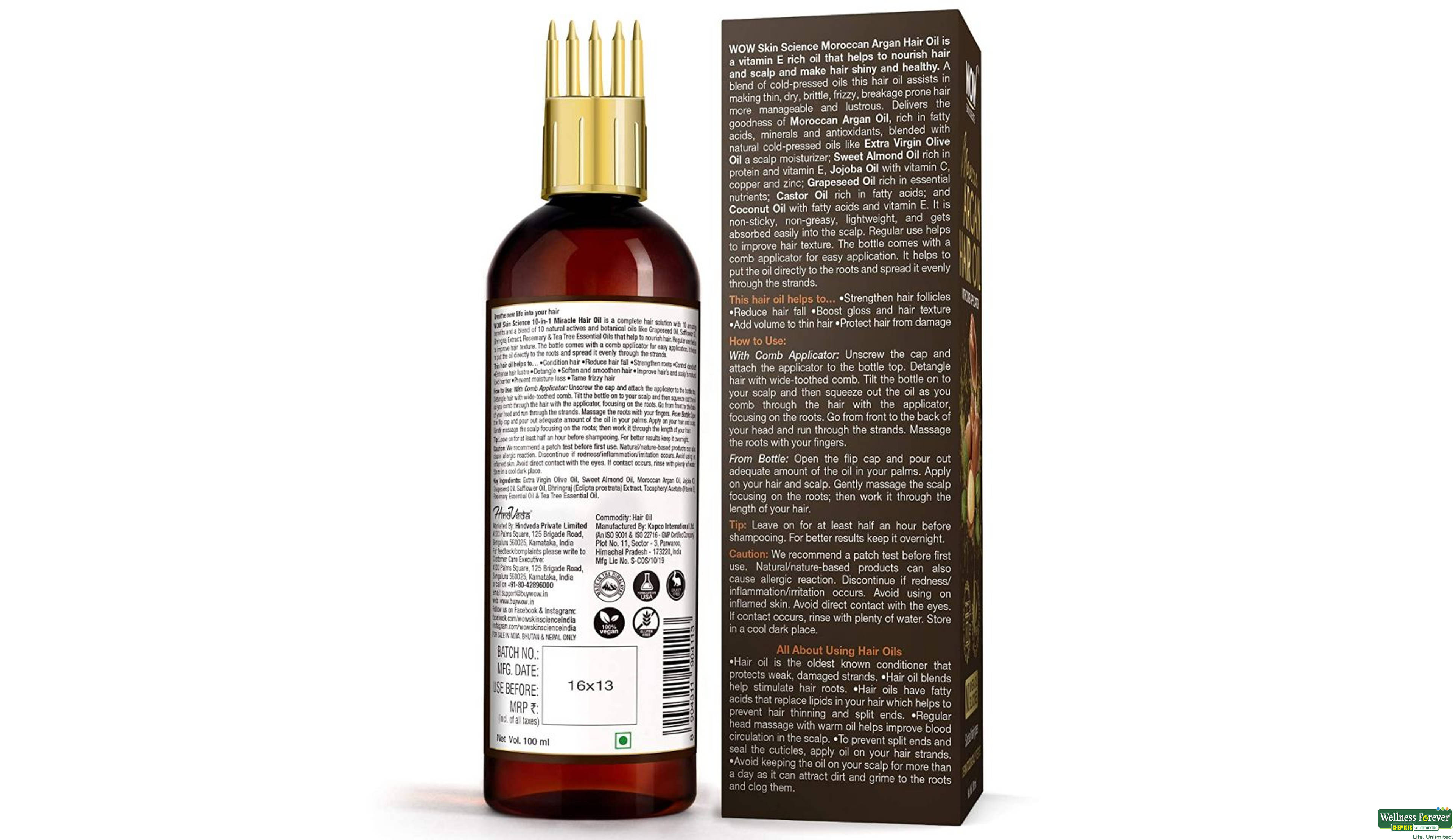 WOW MOROCCAN ARGAN HAIR OIL 100ML- 3, 100ML, null