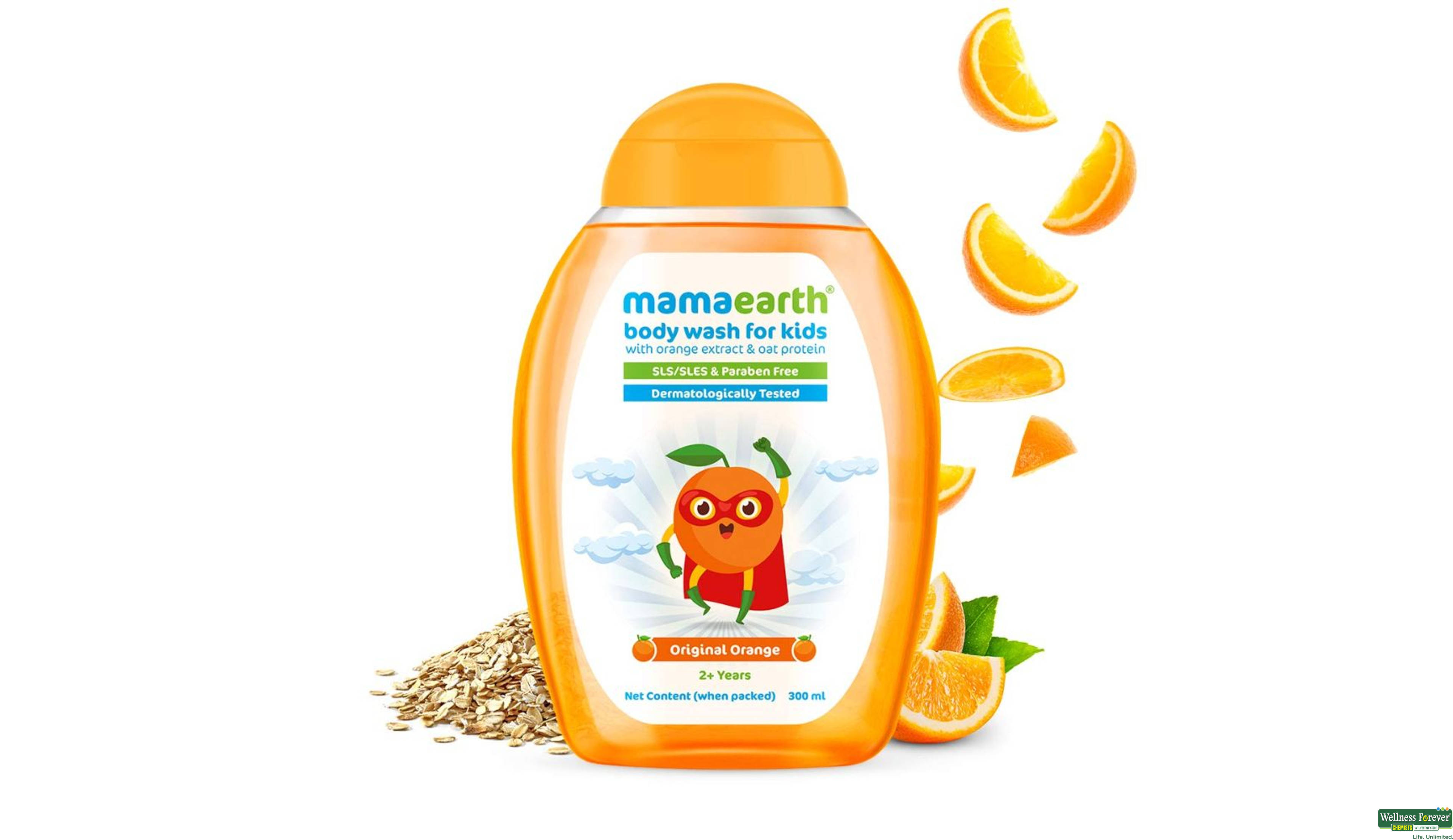 MAMAEARTH KIDS B/WASH ORANGE 300ML- 2, 300ML, 