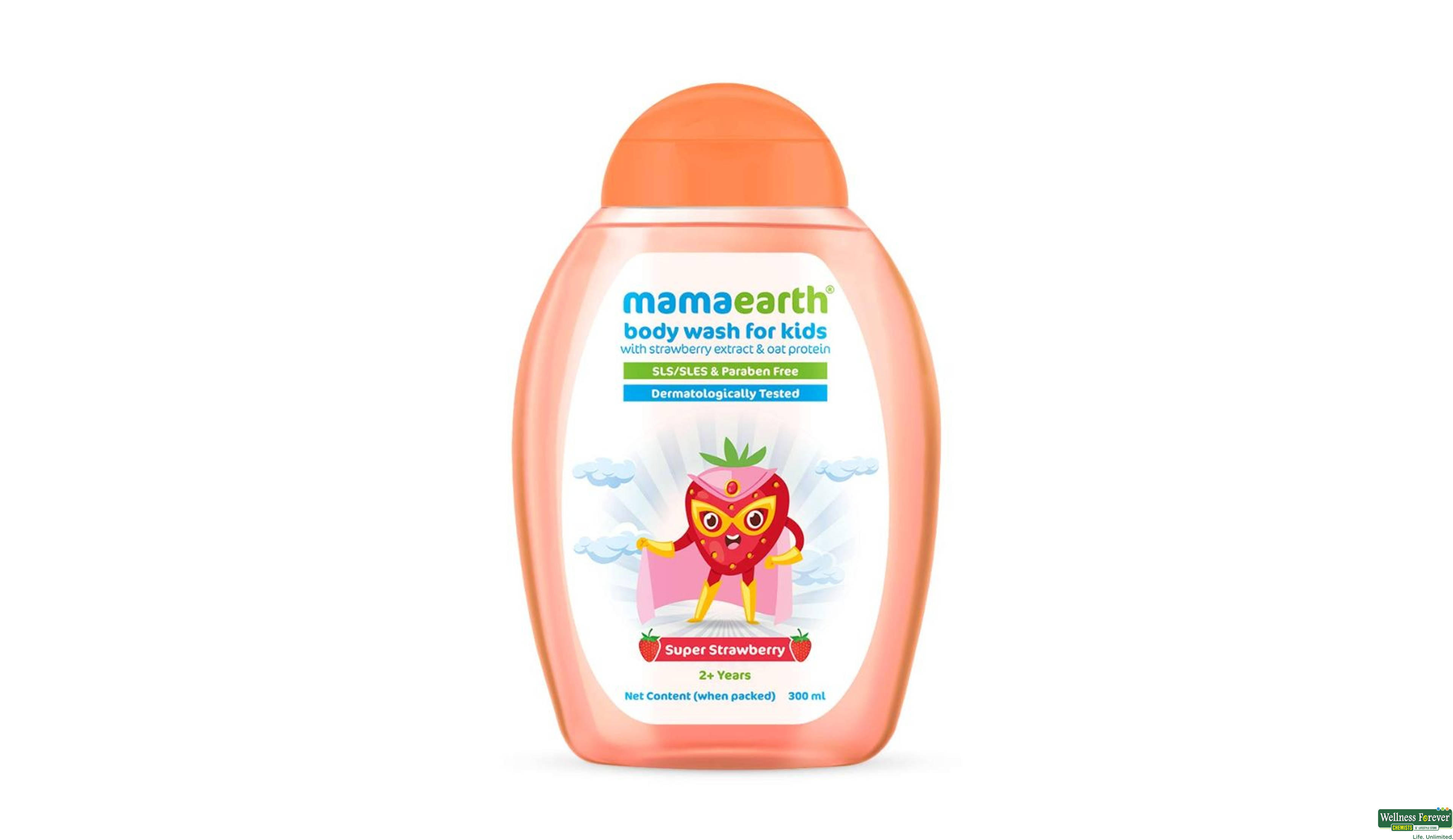 MAMAEARTH KIDS B/WASH STRAWBERRY 300ML- 1, 300ML, 