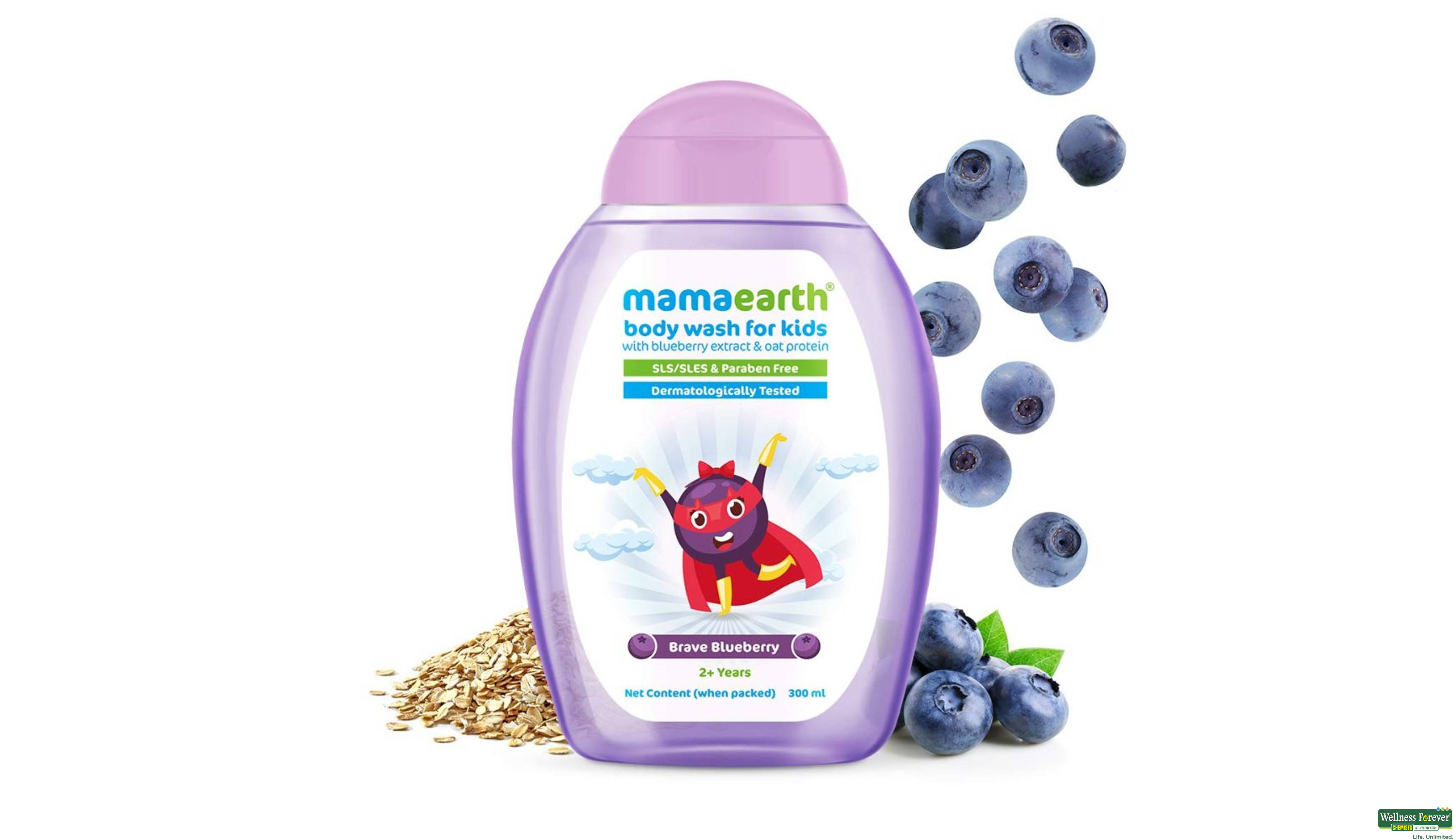 MAMAEARTH KIDS B/WASH BLUEBERRY 300ML- 2, 300ML, 